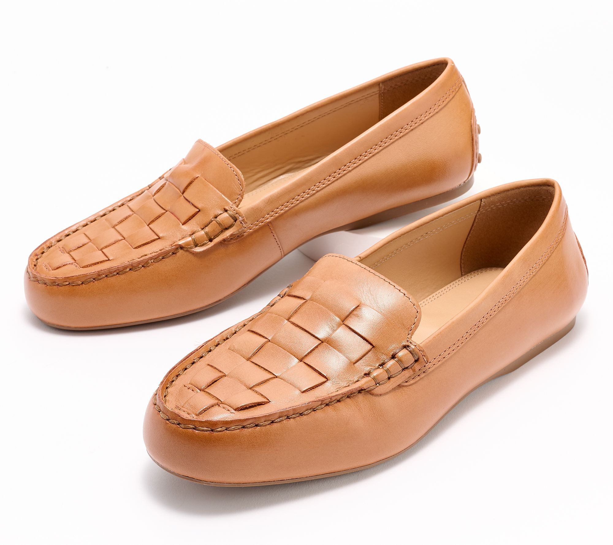 "As Is" Dune London Leather Woven Driving Mocs - Greene