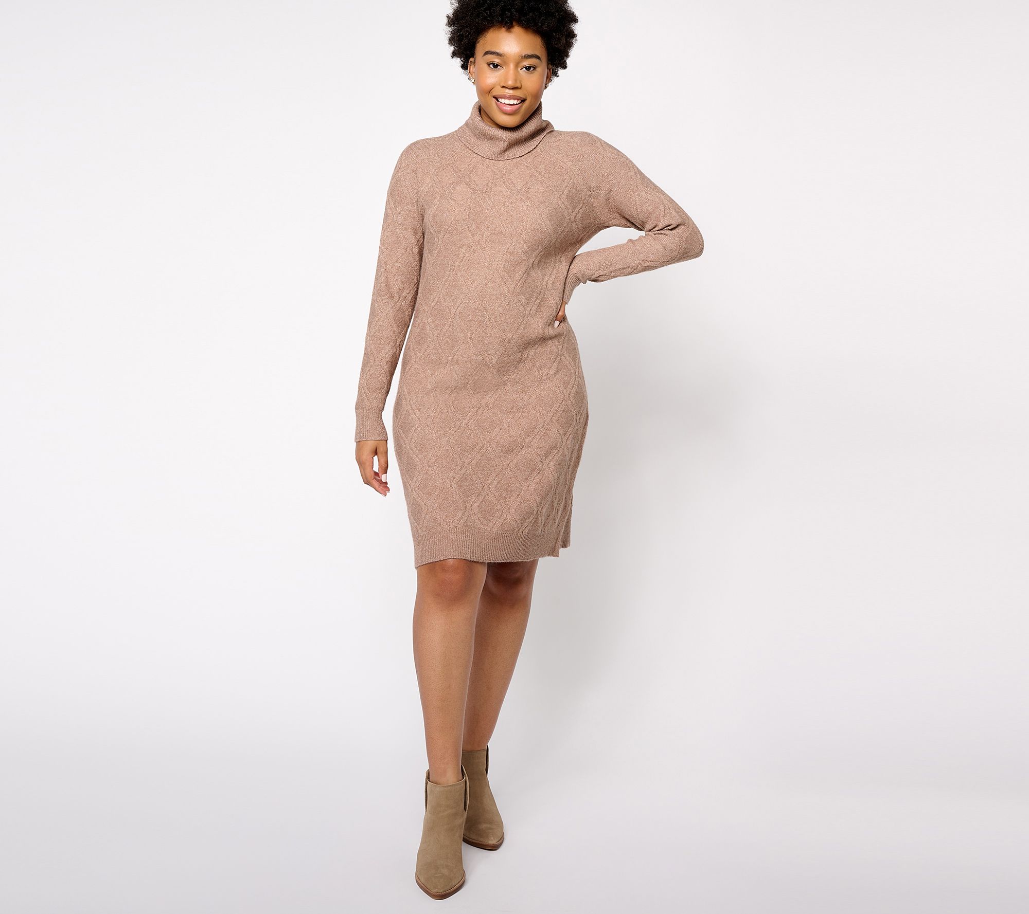 "As Is" Denim & Co. Heritage Regular Cable Knit Sweater Dress