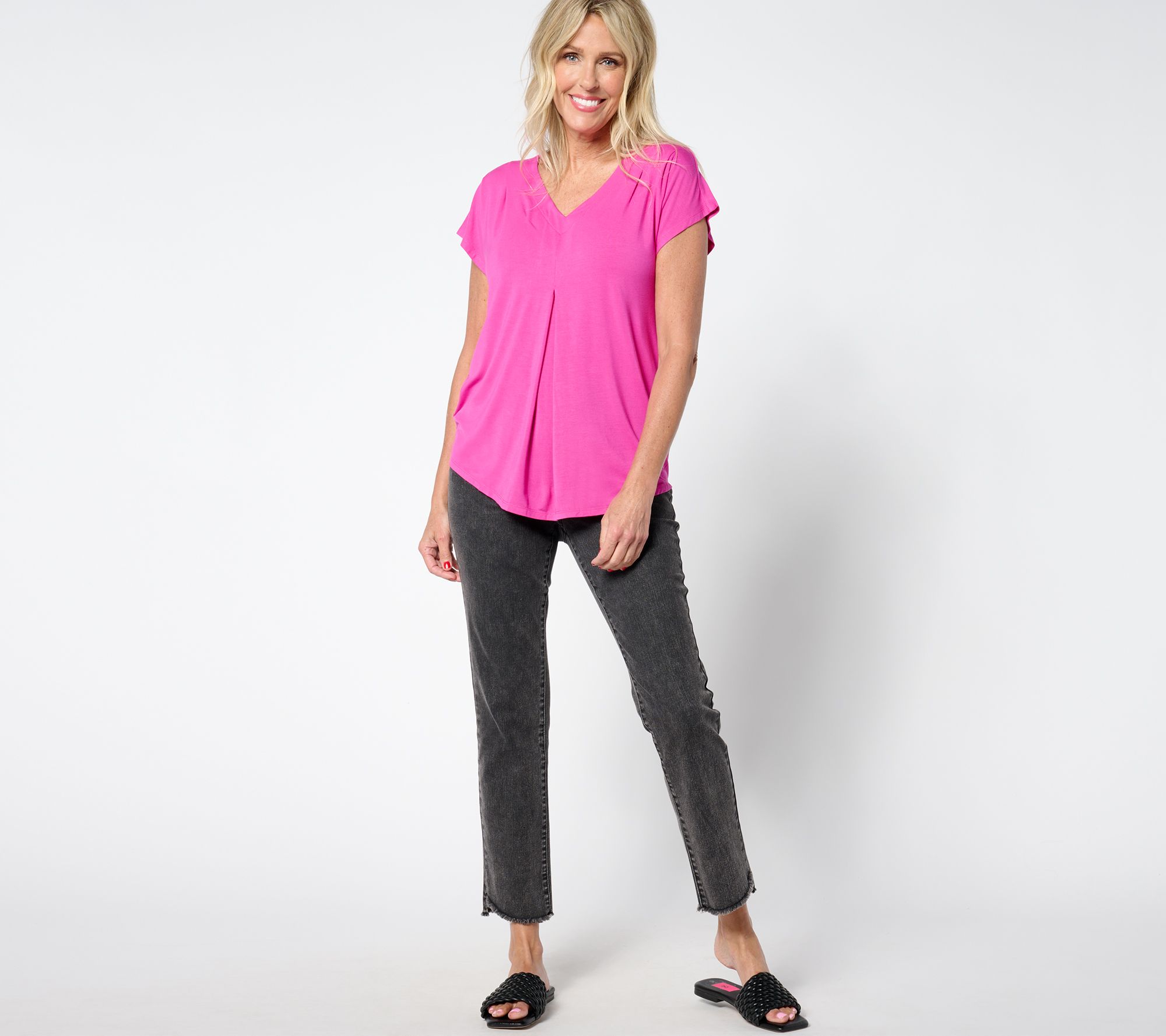 Belle by Kim Gravel Rayon Spandex Solid Top - QVC.com