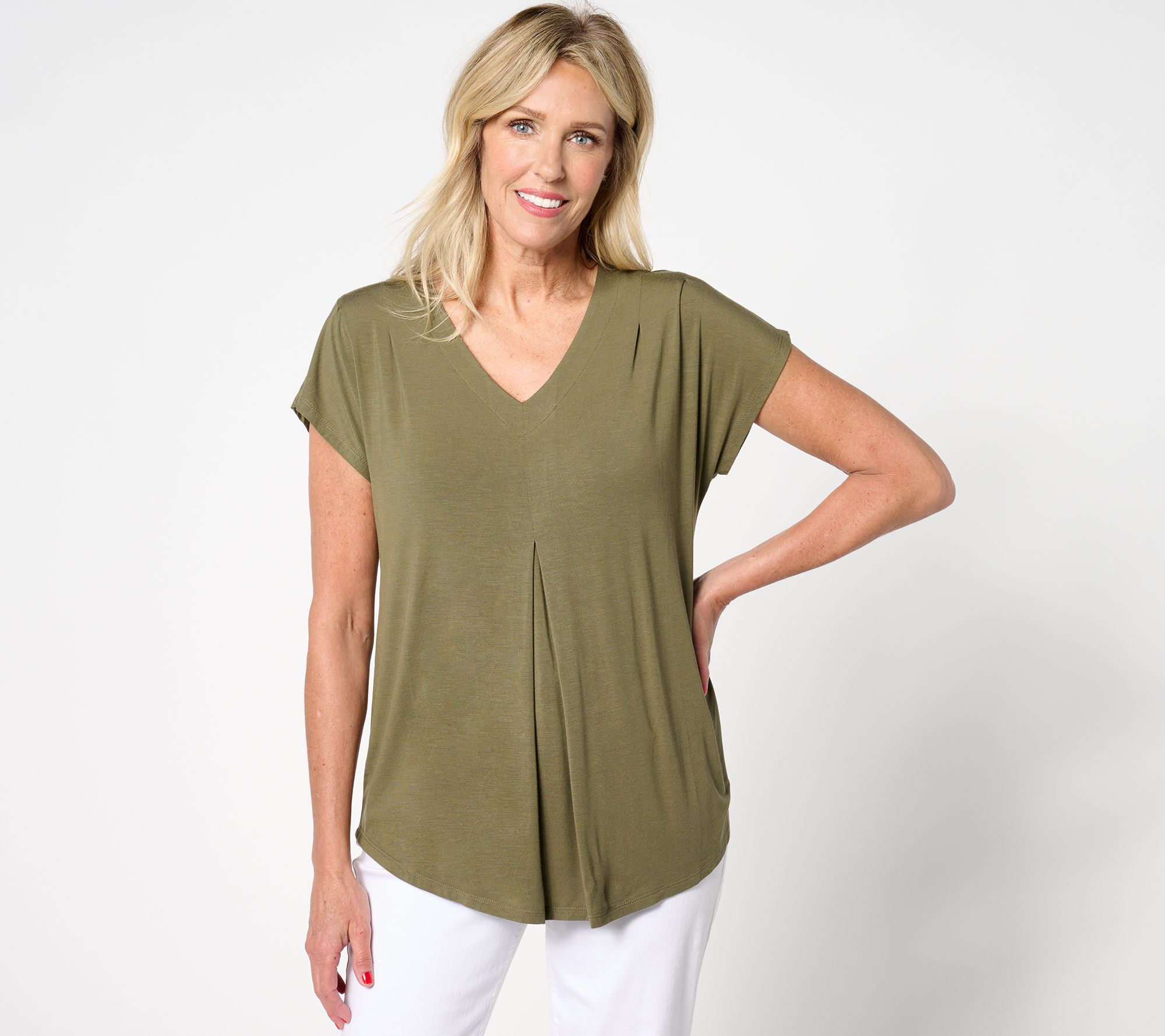 Belle by Kim Gravel Rayon Spandex Solid Top
