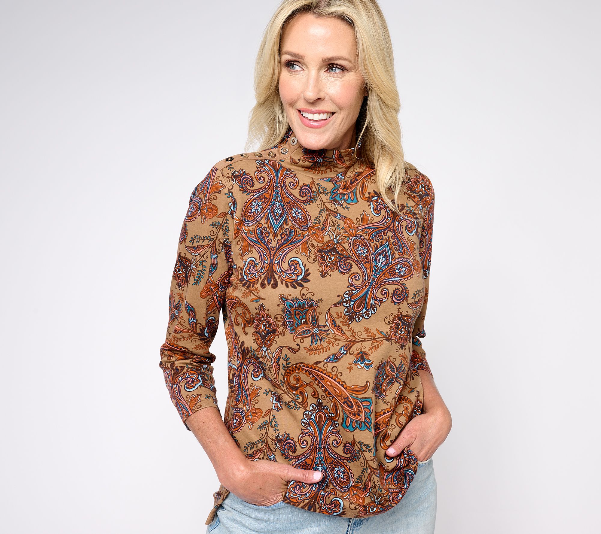 "As Is" Isaac Mizrahi Live! Estate Choice of Print Mockneck