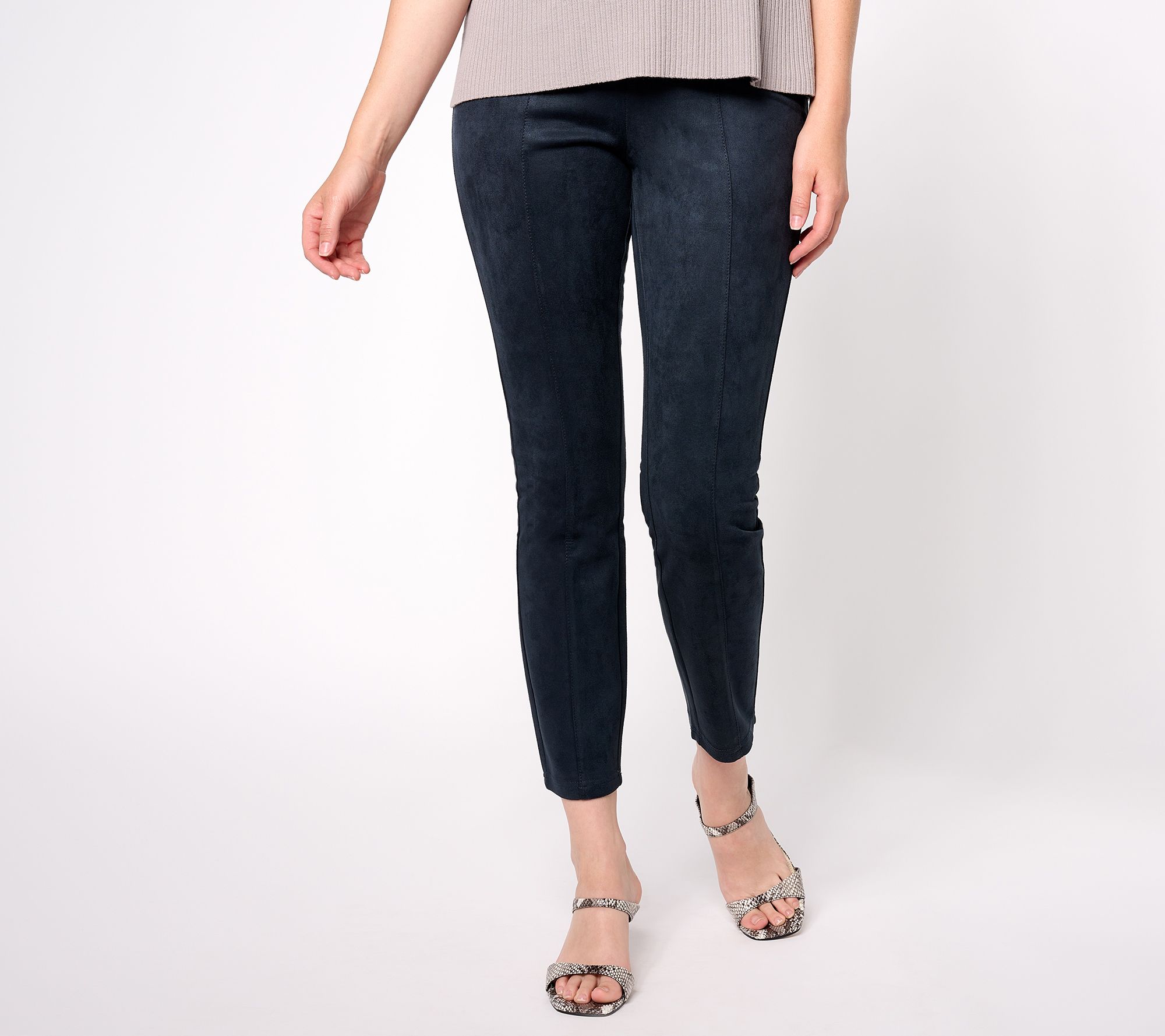 "As Is" Isaac Mizrahi Live! Estate Tall Faux Suede Slim Leg Pants