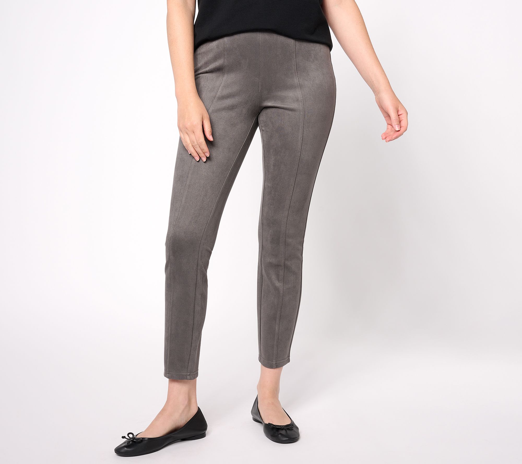 "As Is" Isaac Mizrahi Live! Estate Tall Faux Suede Slim Leg Pants