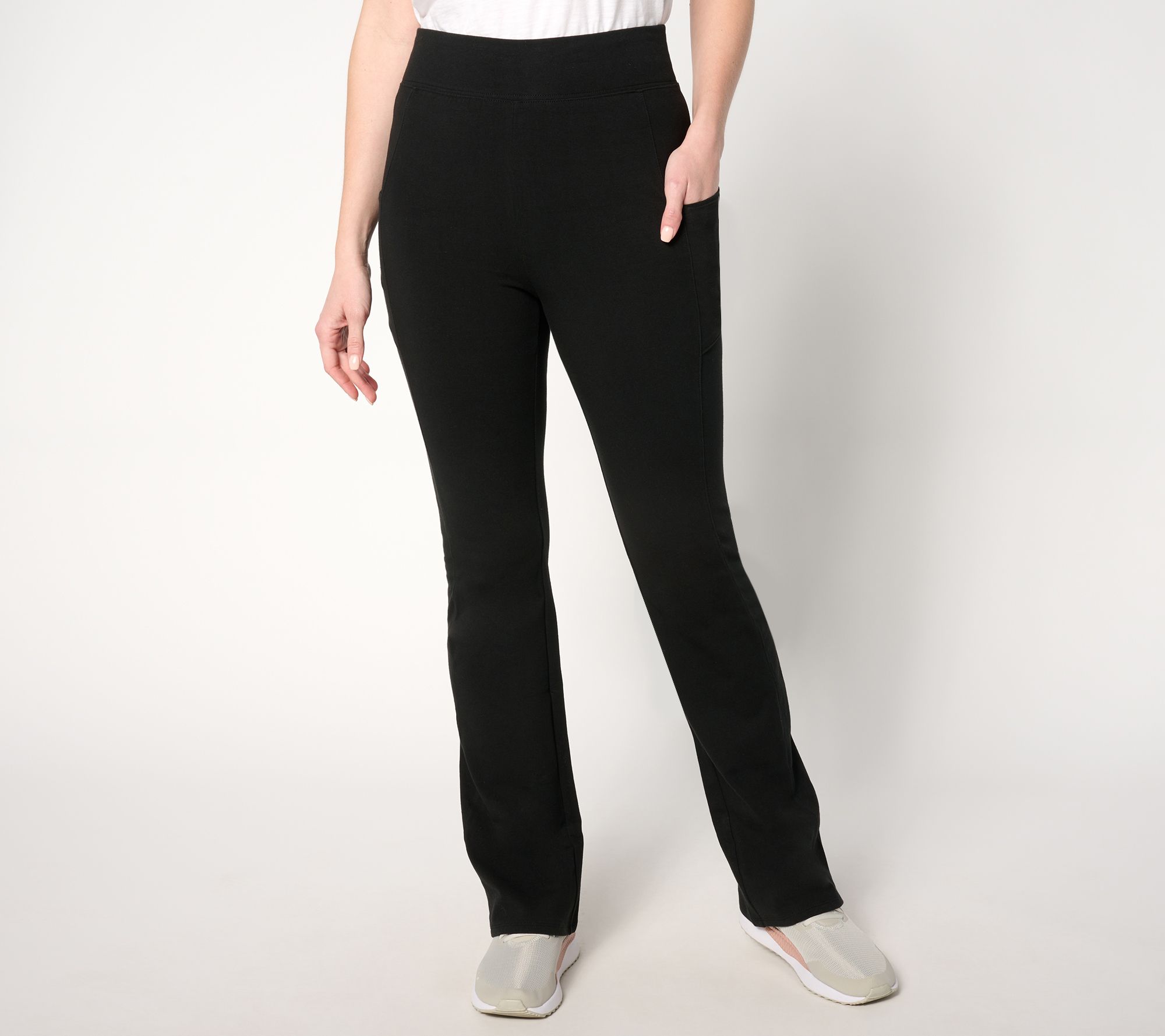 Denim & Co. Active Petite Duo Stretch Lightly Boot Pant w/ Pockets