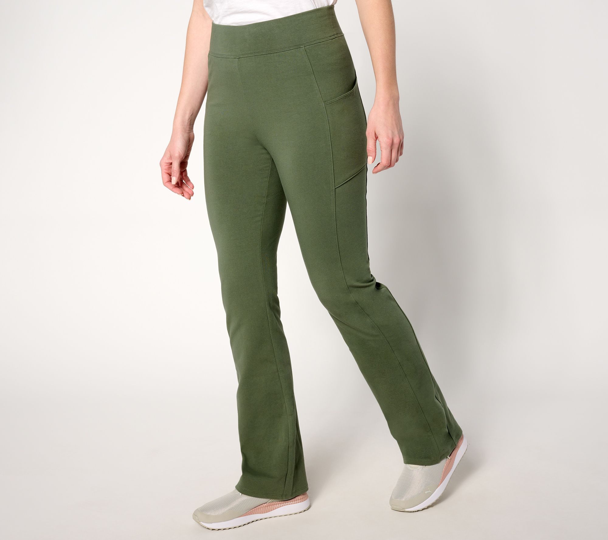 Denim & Co. Active Petite Duo Stretch Lightly Boot Pant w/ Pockets