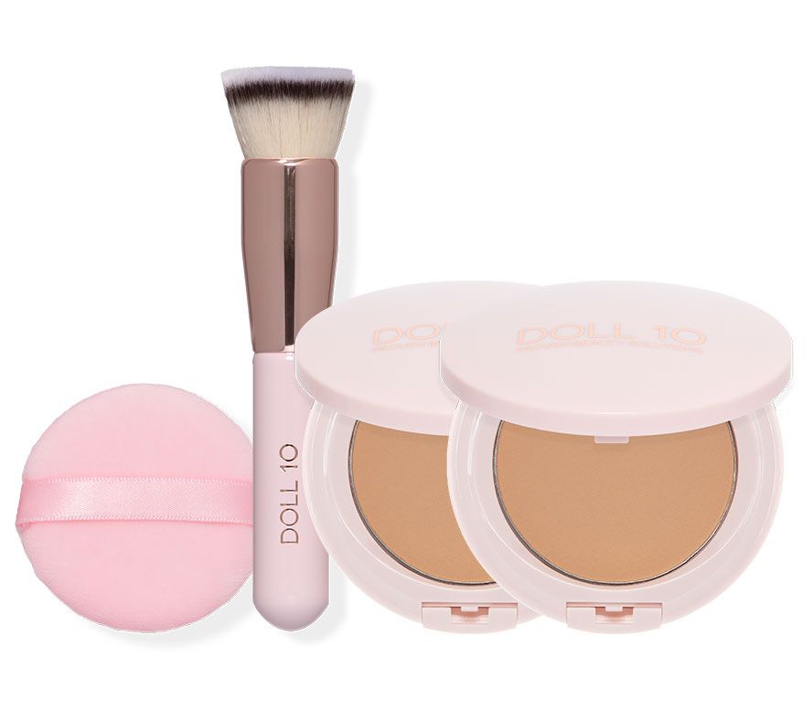 Doll 10 TCE Serum Powder Foundation Duo w/ Brush & Puff