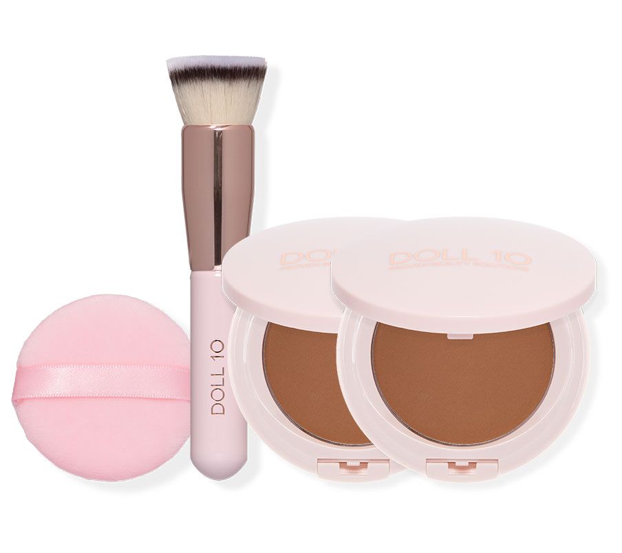 Doll 10 TCE Serum Powder Foundation Duo w/ Brush & Puff