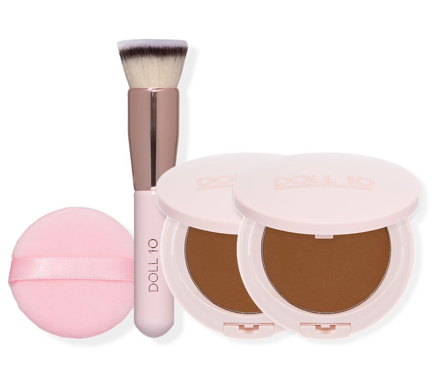 Doll 10 TCE Serum Powder Foundation Duo w/ Brush & Puff