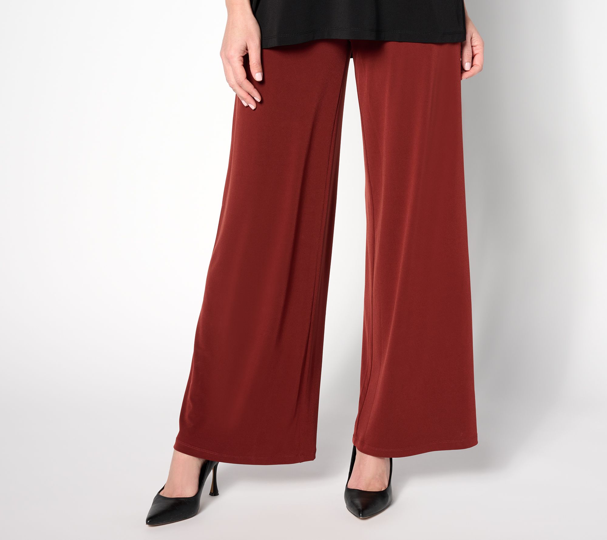 "As Is" Susan Graver Regular Liquid Knit Wide-Leg Pants