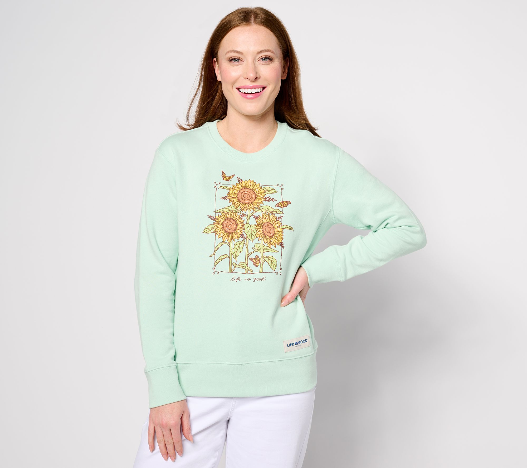 "As Is" Life is Good Simply True Fleece Crew- Vintage