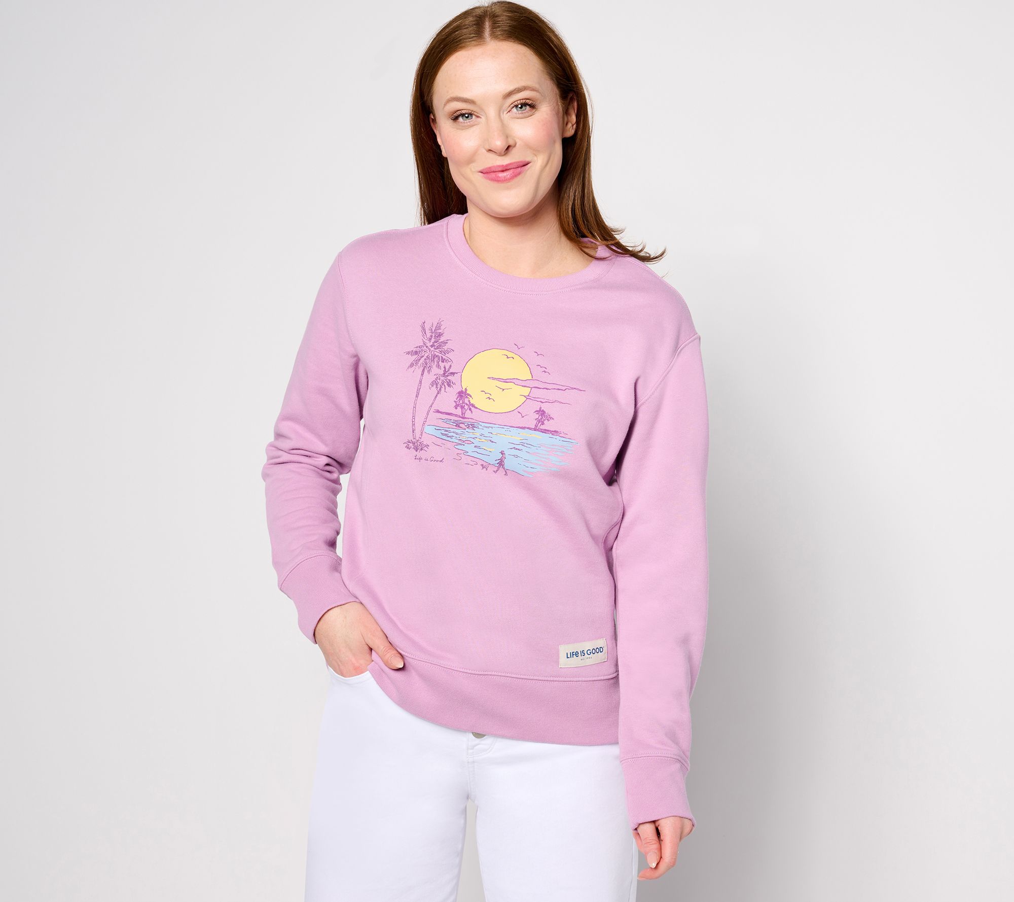 "As Is" Life is Good Simply True Fleece Crew- Vintage