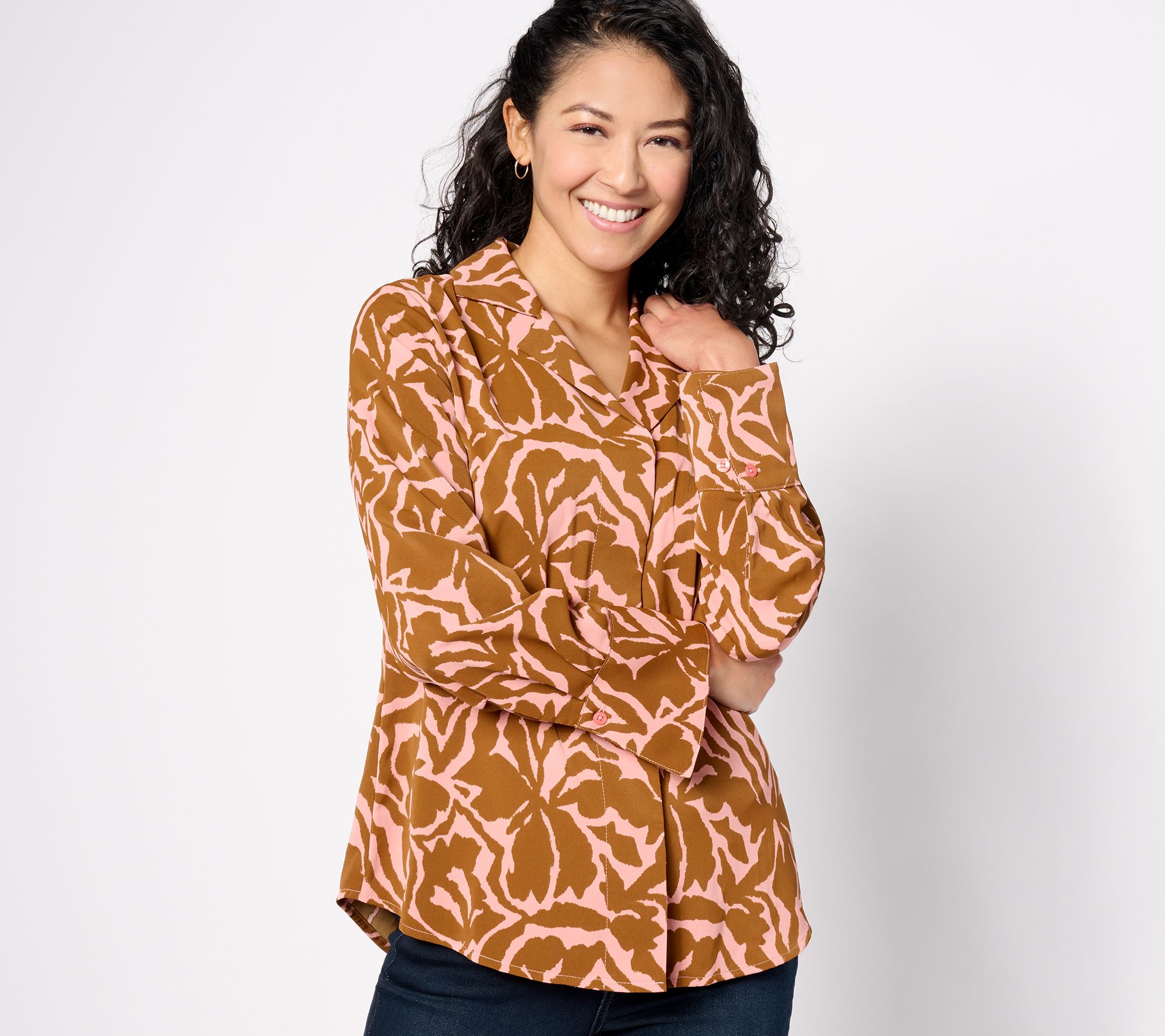 "As Is" BEAUTIFUL by Lawrence Zarian Stretch Sateen Collar Blouse