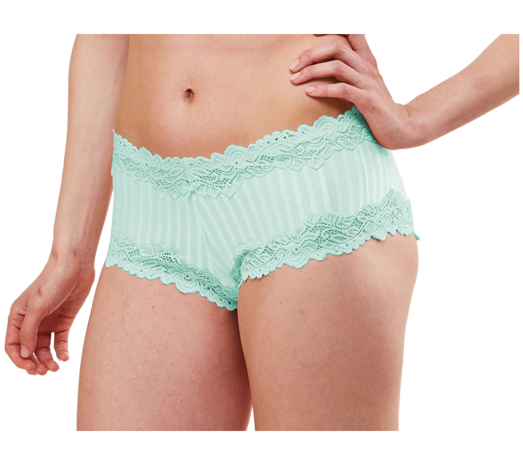 Lunaire Barbados Mid-Rise Boyshort Panty with Lace Trim Detail