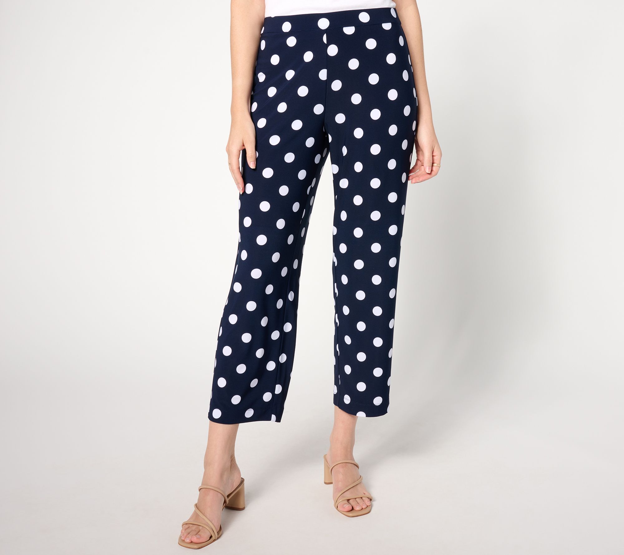 "As Is" Dennis Basso Petite Polka Dot Italia Knit Crop Pants
