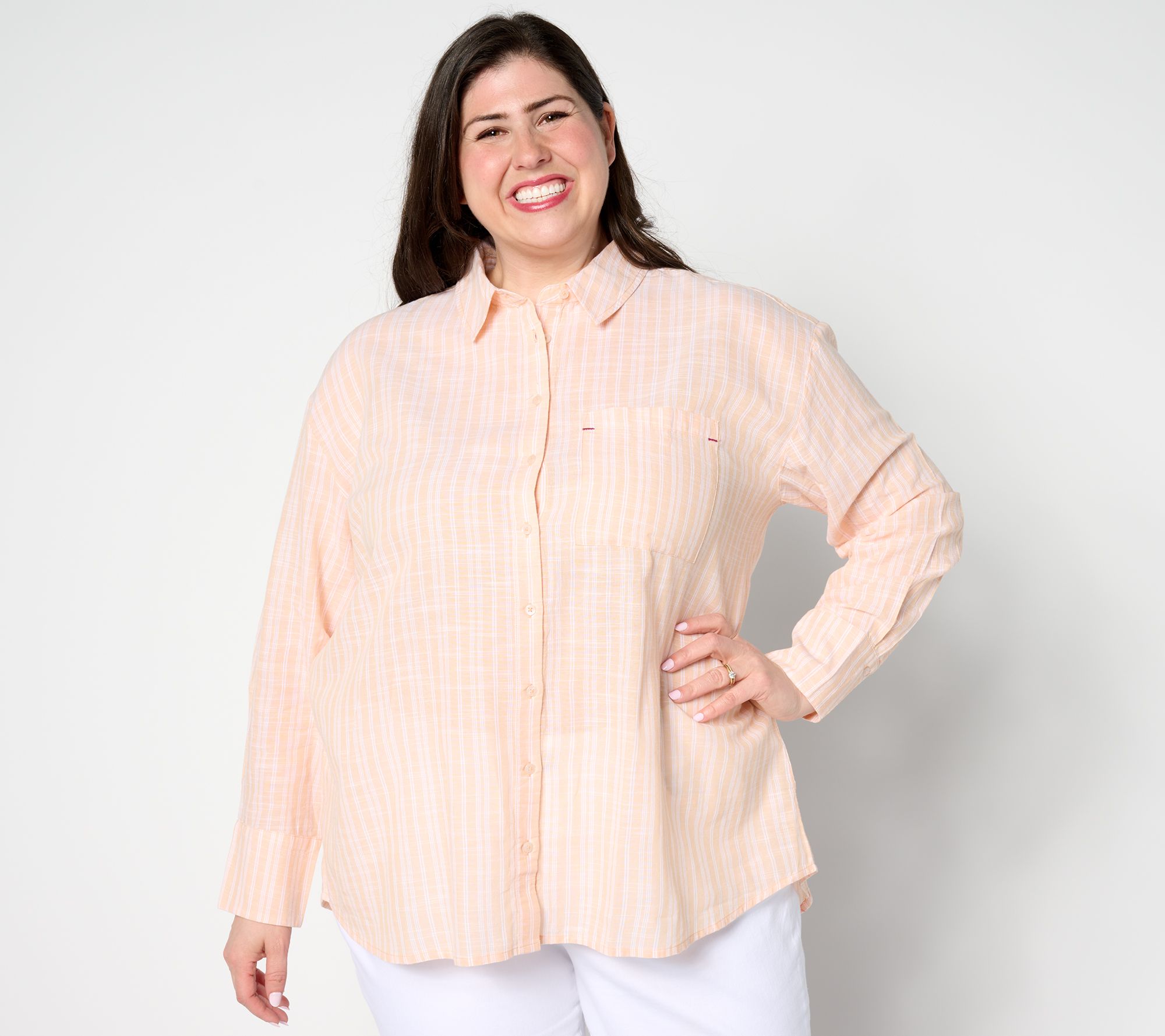 "As Is" BEAUTIFUL by Lawrence Zarian Cotton Slub Big Shirt