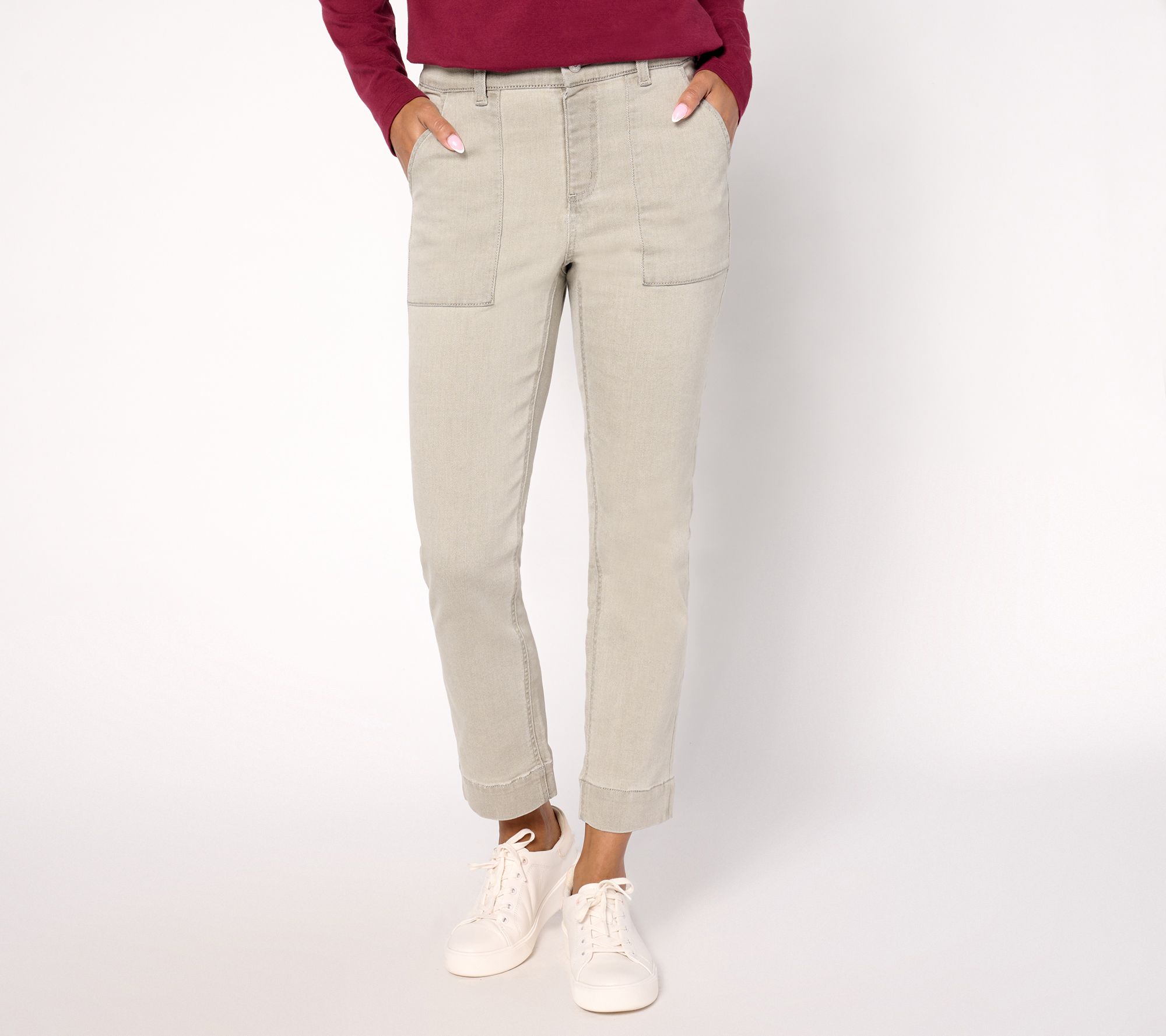 Denim & Co. Petite Black Easy Stretch Straight Leg Ankle Jean