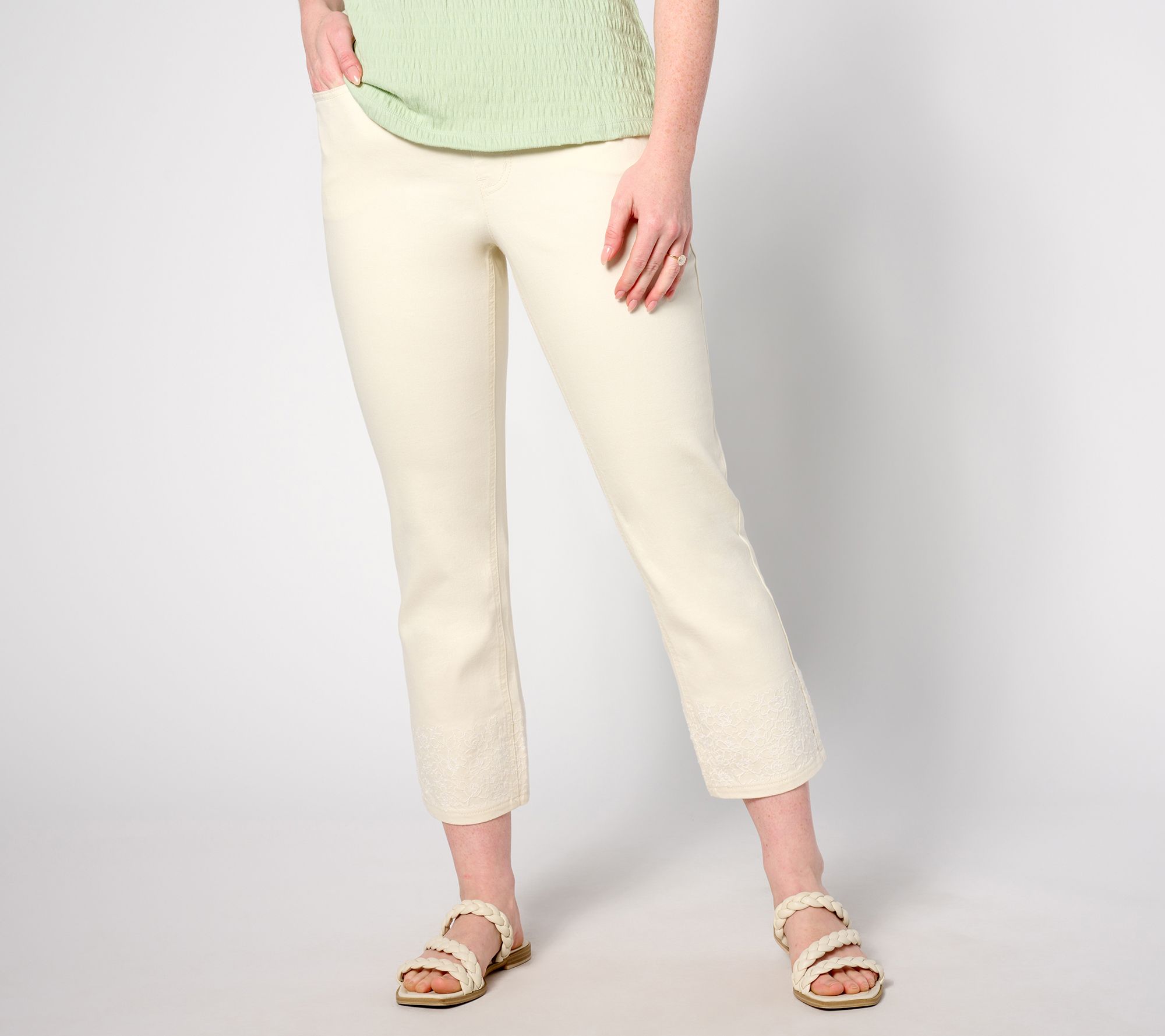 "As Is" Isaac Mizrahi Live! Petite True Denim Straight Jeans w/Embroid