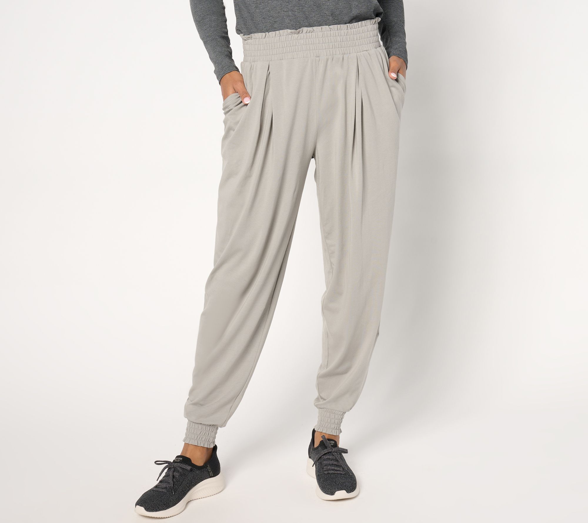 AnyBody Tall Cozy Knit Pleat Detail Joggers with Smocked Waist