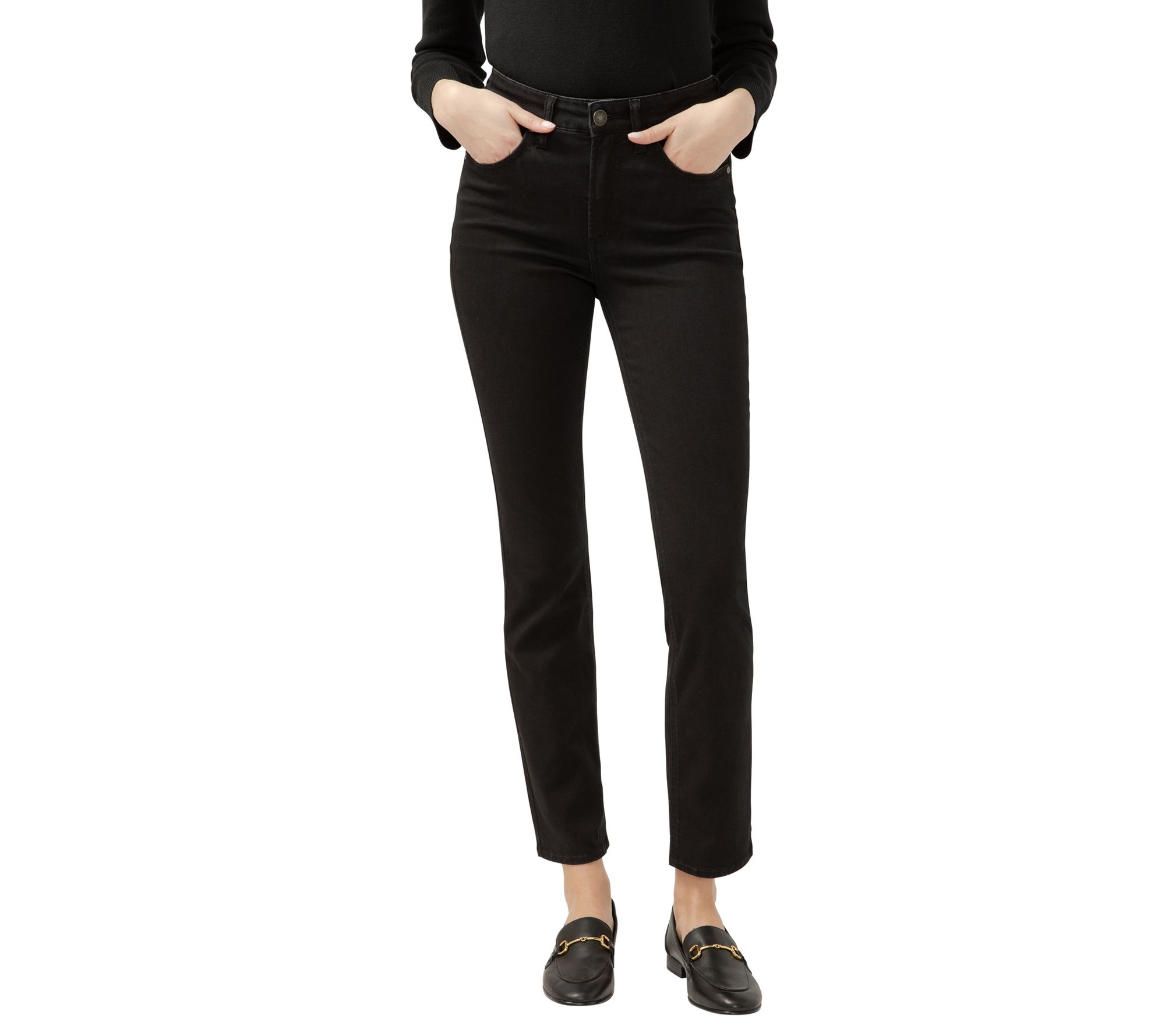 Silver Jeans Co. Women's Avery High Rise Straig ht Black Jeans