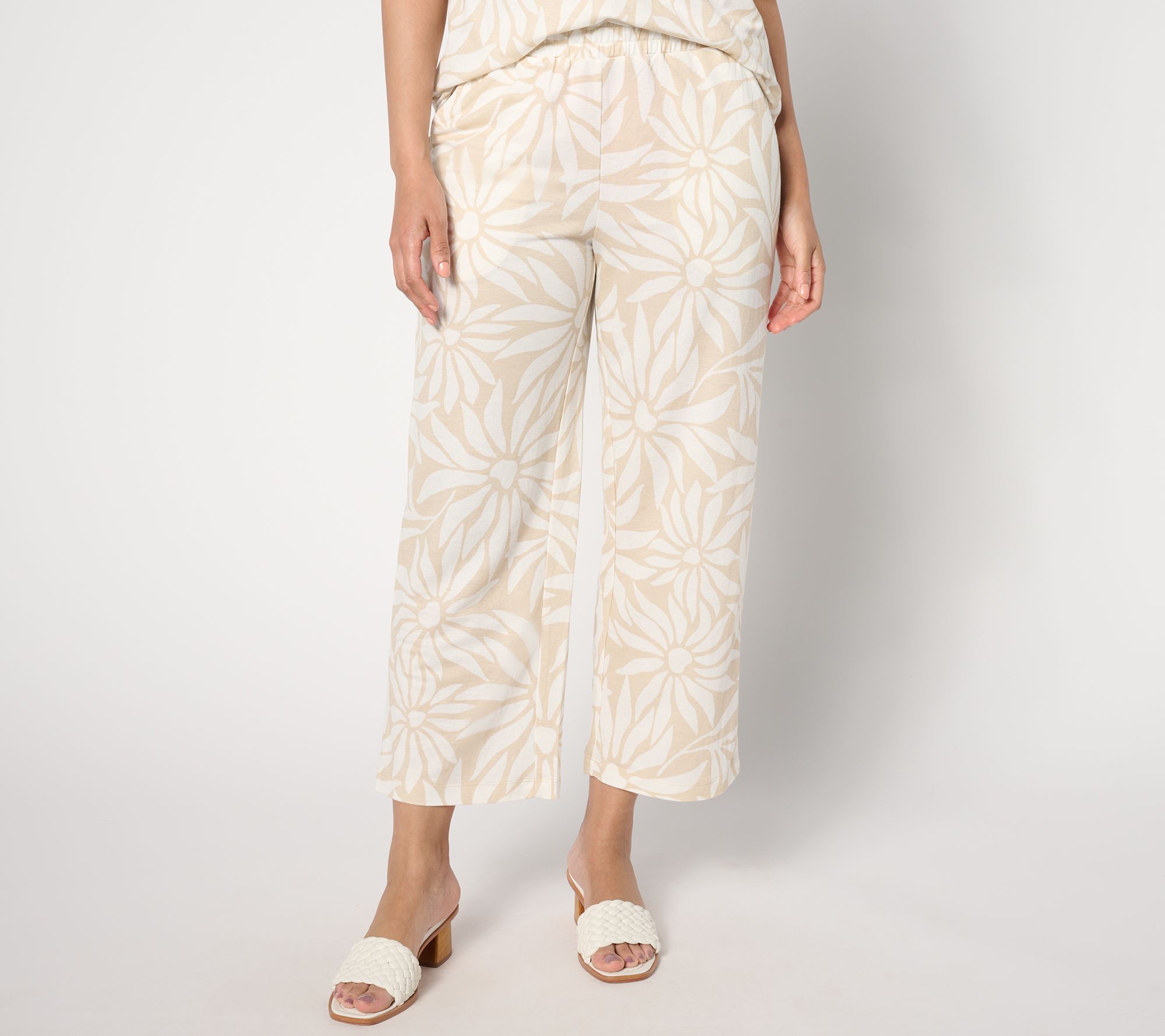"As Is" Belle Beach by Kim Gravel Petite Cabana Knit Cropped Pant
