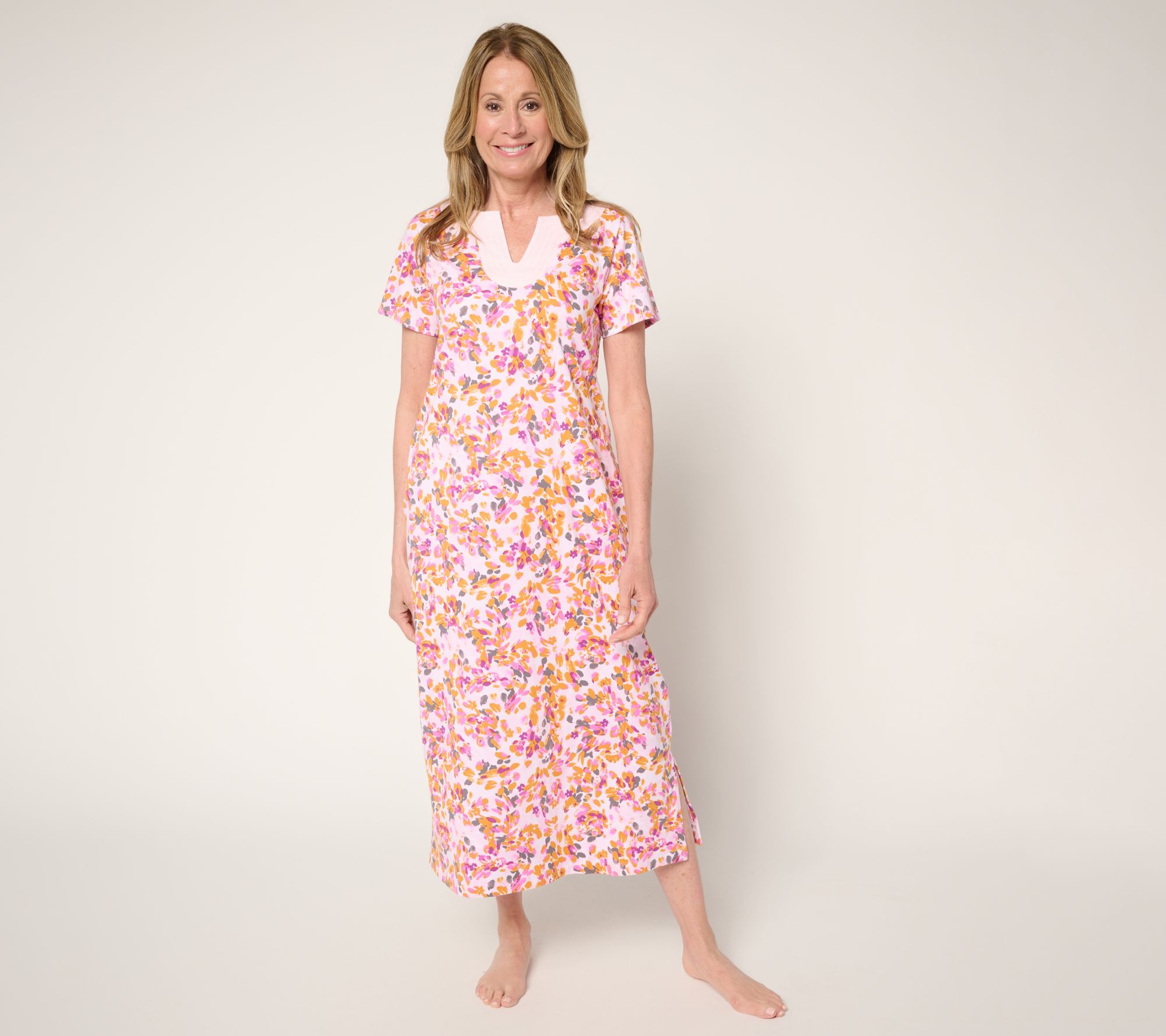 Carole Hochman 100% Cotton Maxi Dress with Trapunto Detail