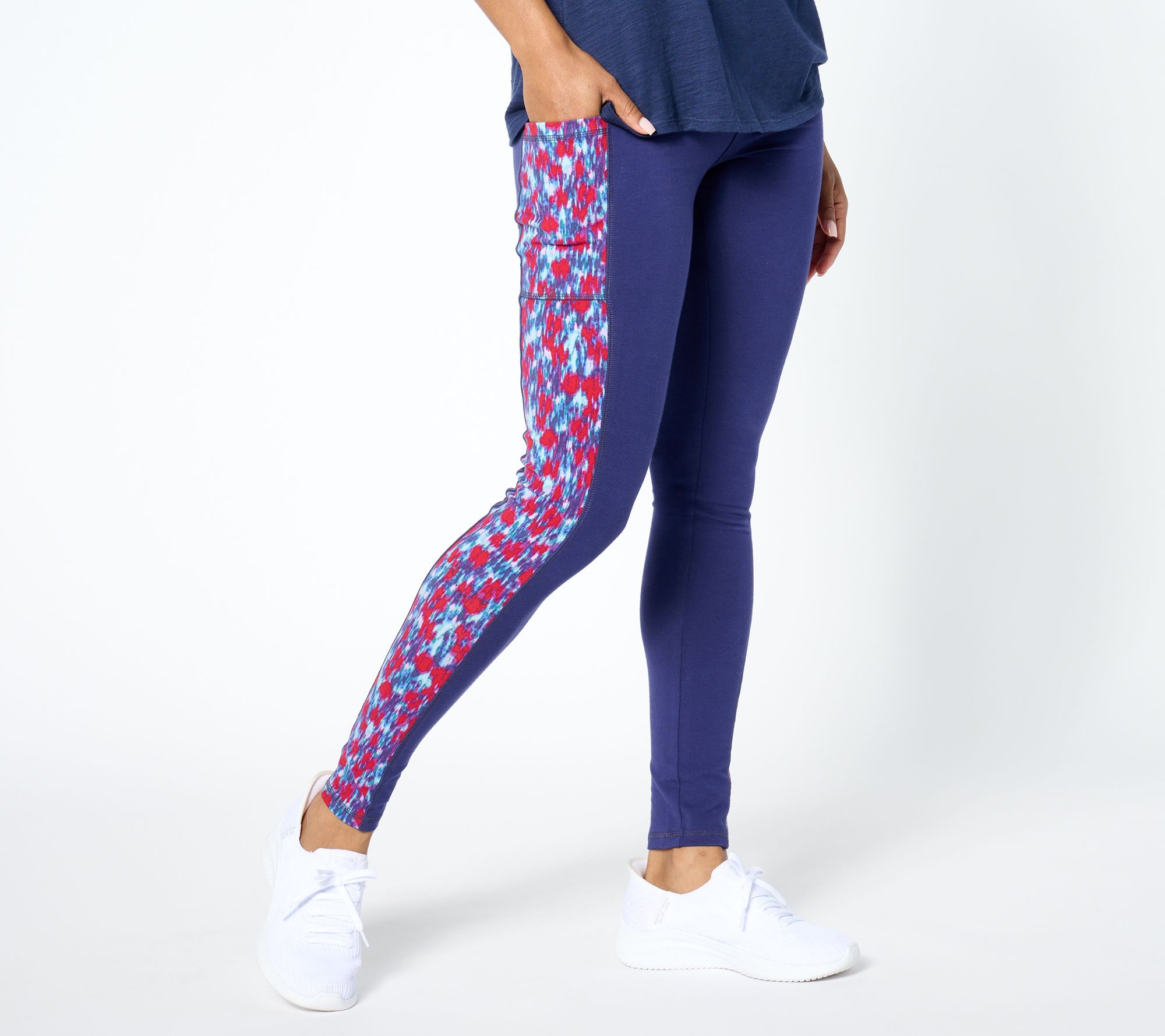 "As Is" LOGO Layers by Lori Goldstein Reg Print and Solid Leggings