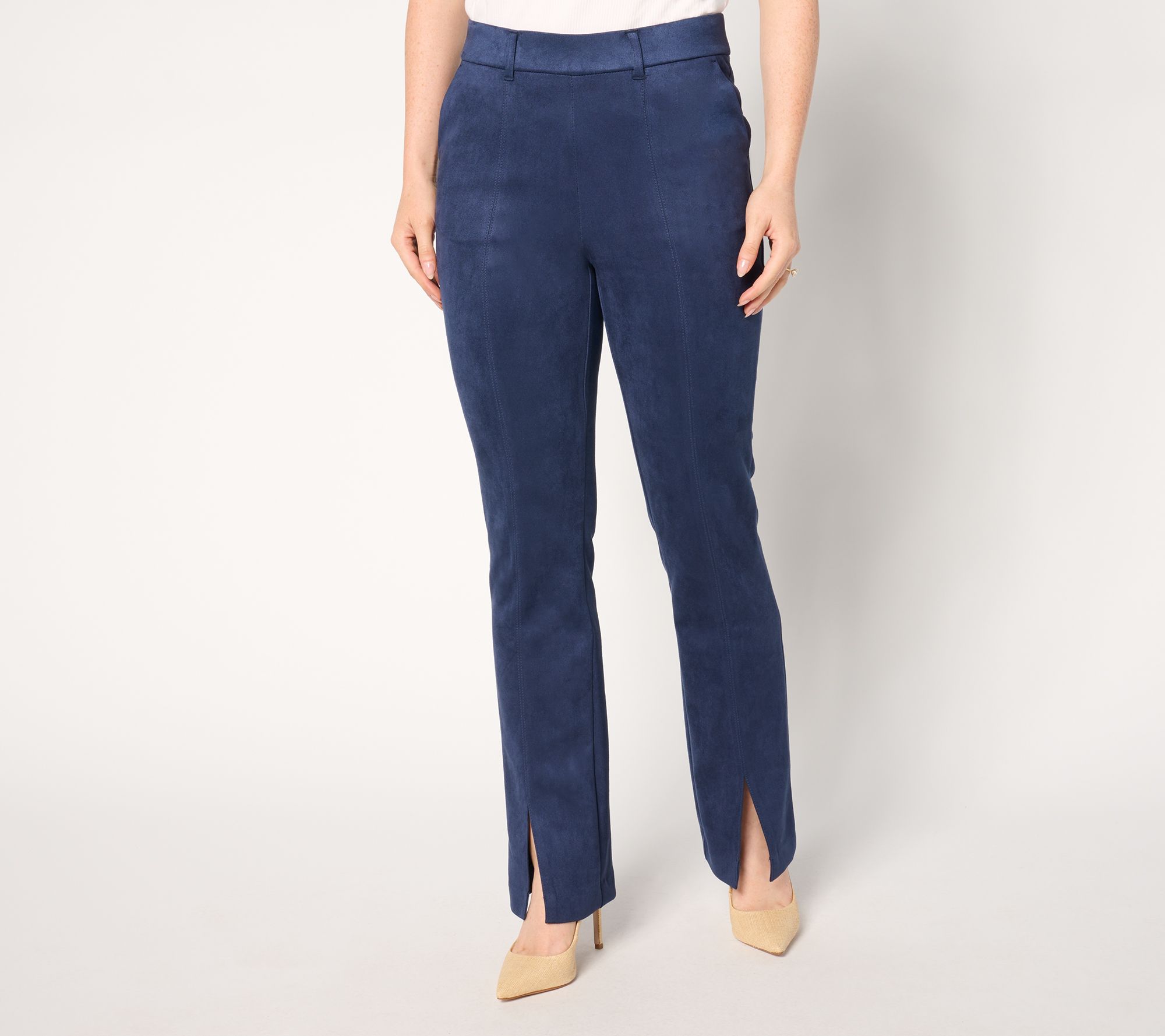 "As Is" Isaac Mizrahi Live! Regular Estate Faux Scuba Suede Pants