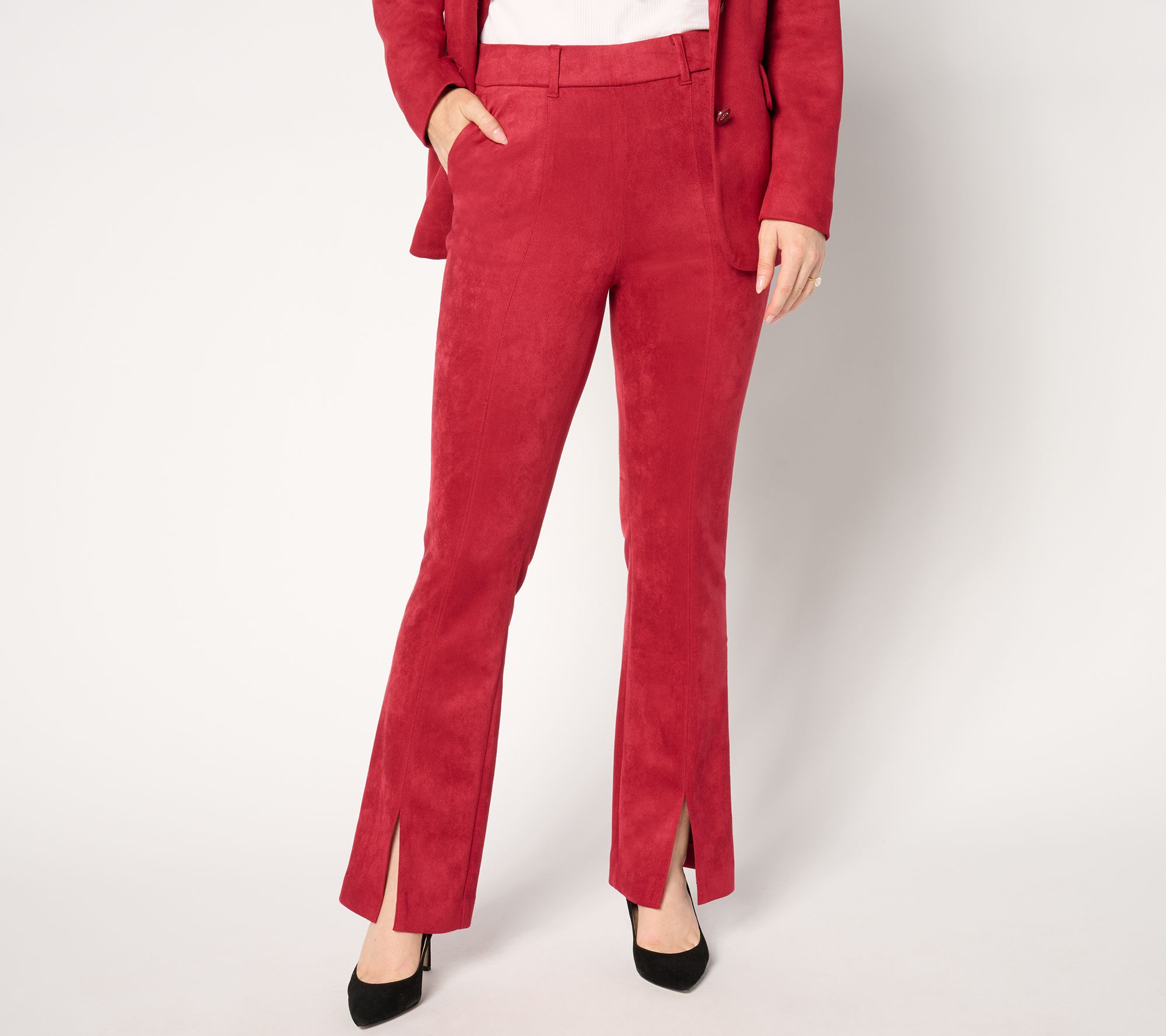 "As Is" Isaac Mizrahi Live! Regular Estate Faux Scuba Suede Pants