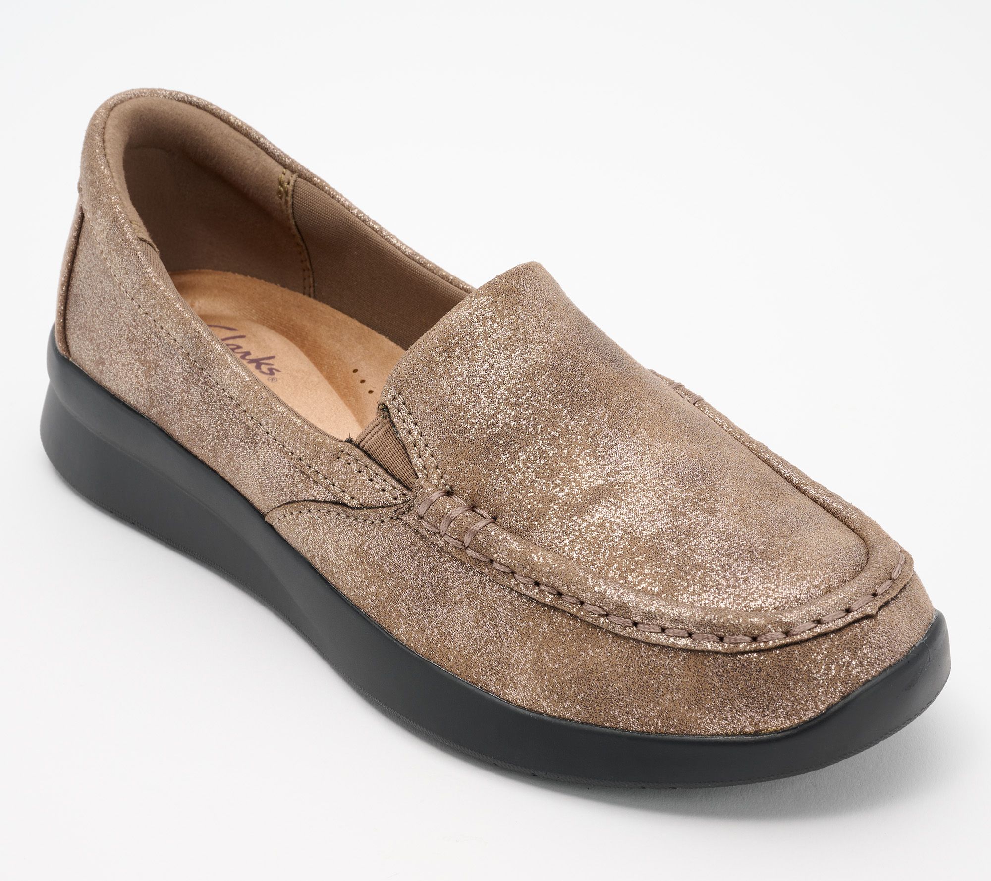 As Is Clarks Collection Leather Textile Slip Ons Ellowyn Lux