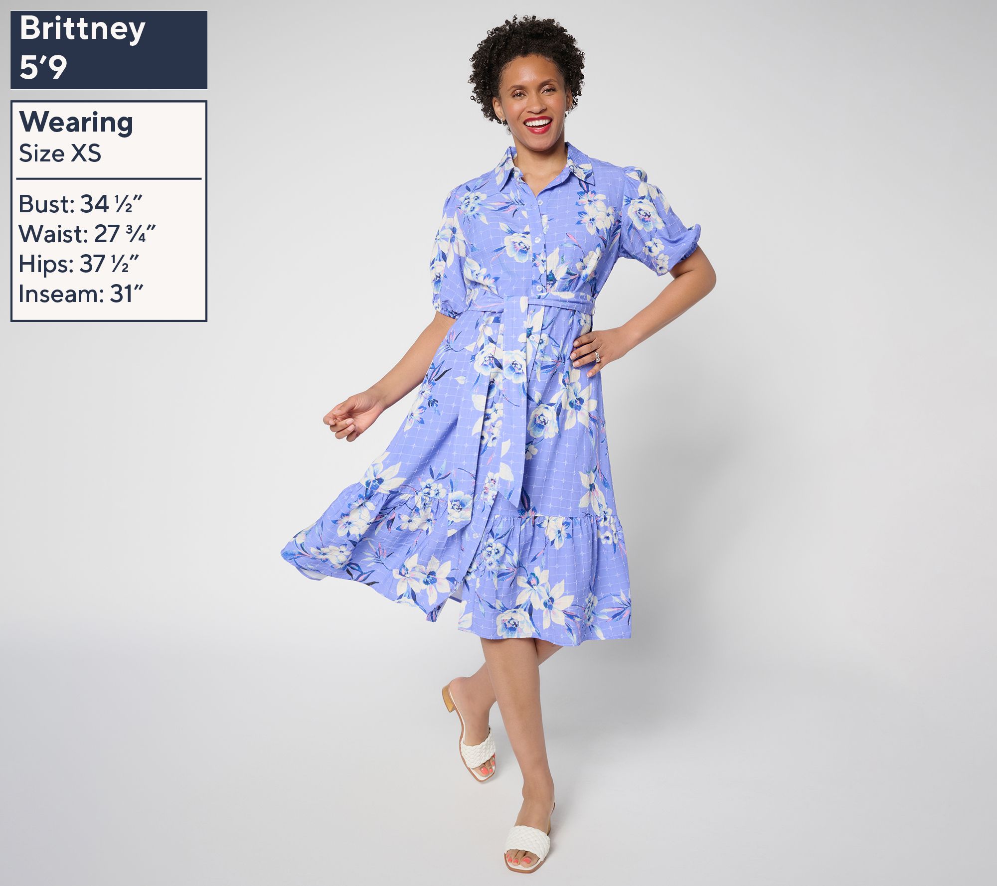 Susan Graver Printed Texture Woven Button-Front Midi Dress - QVC.com