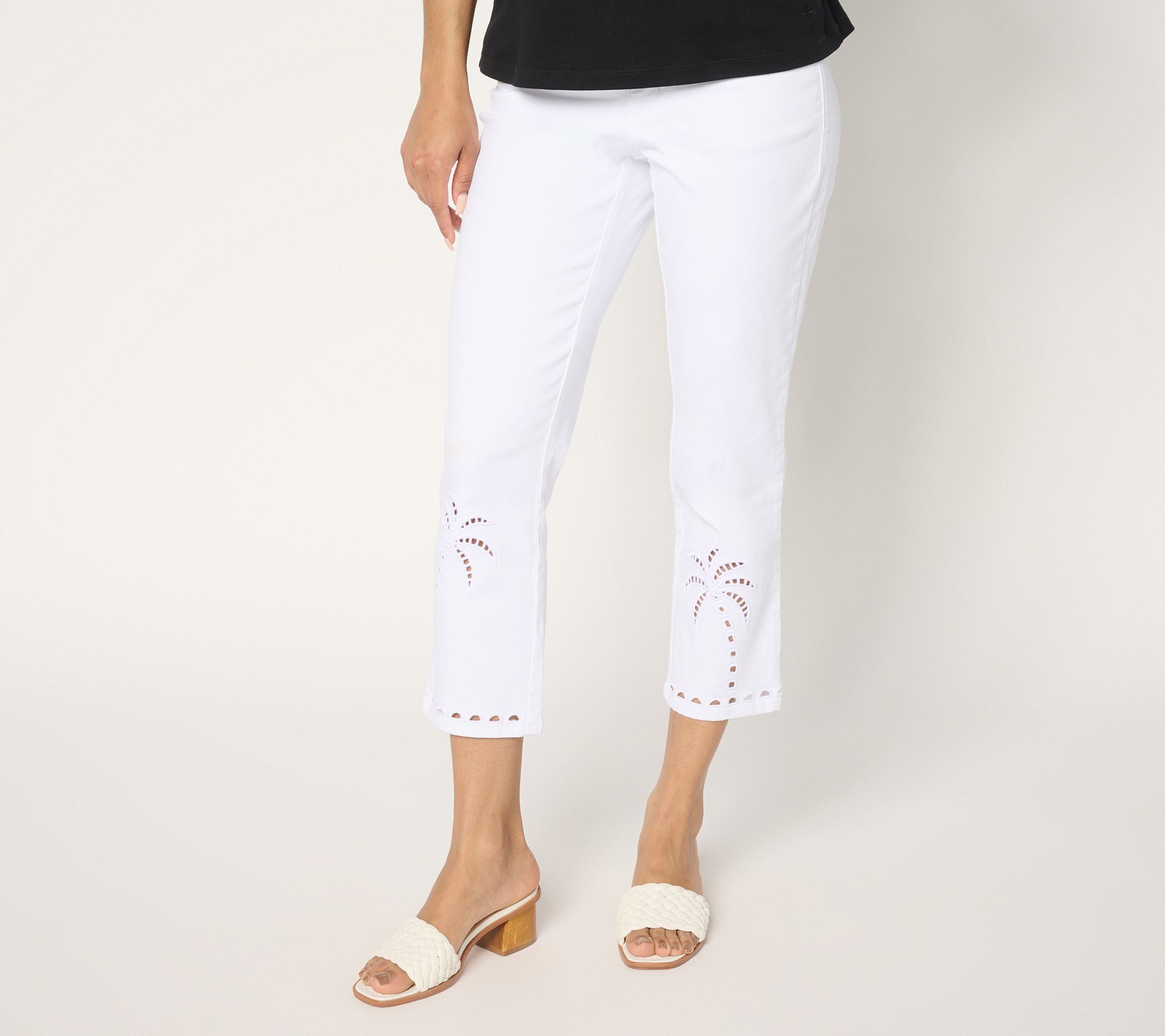 Belle by Kim Gravel Petite TripleLuxe Twill Eyelet Palms Crop Jean
