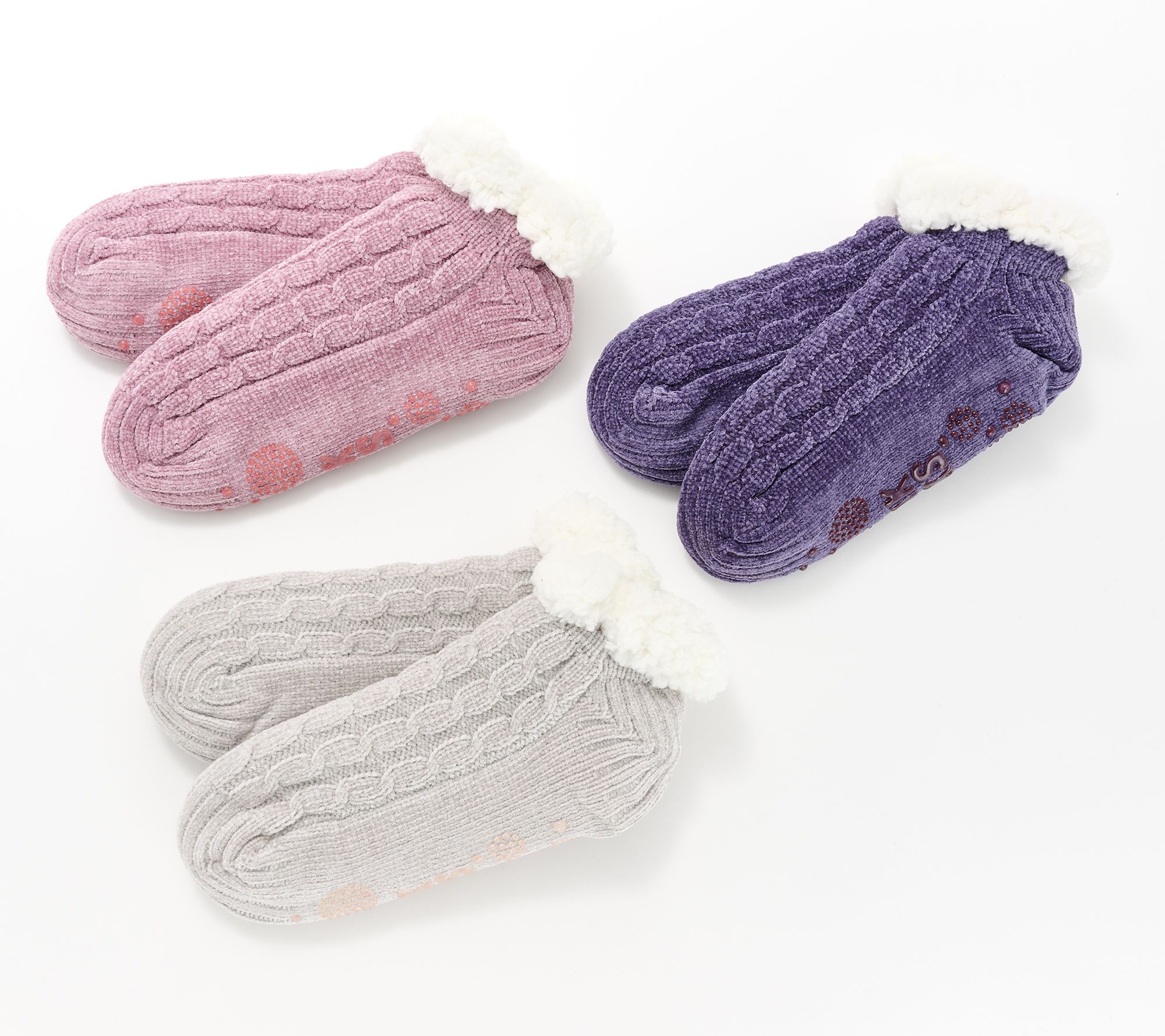 As Is MUK LUKS Set of 3 Shea Butter Chenille Shortie Socks