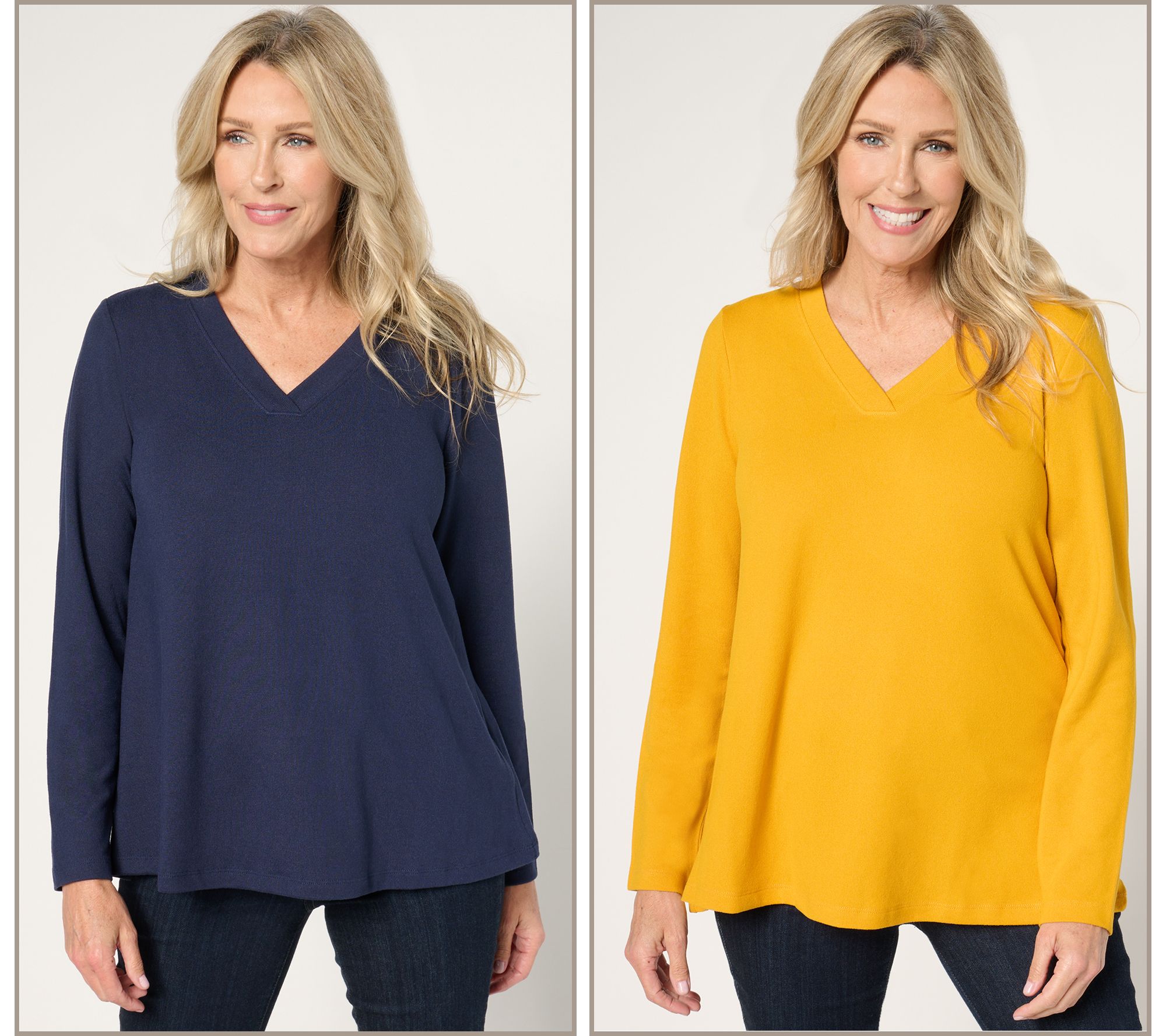 "As Is" Denim & Co. Essentials Heavenly Jersey 2-Pack Swing Top