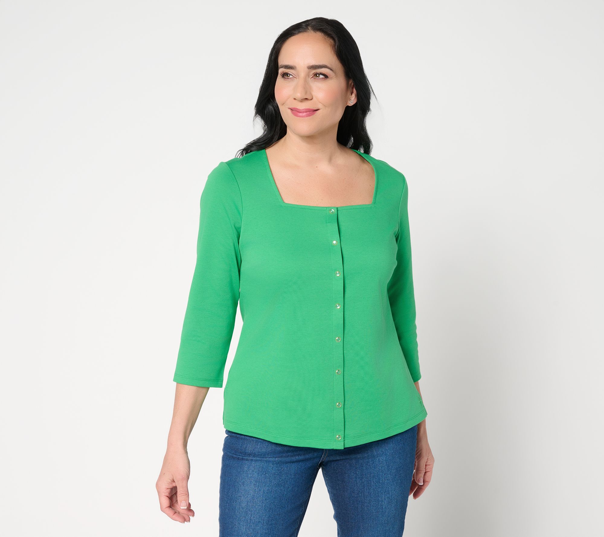 Isaac Mizrahi Live! Essentials Pima Cotton Square Neck Top
