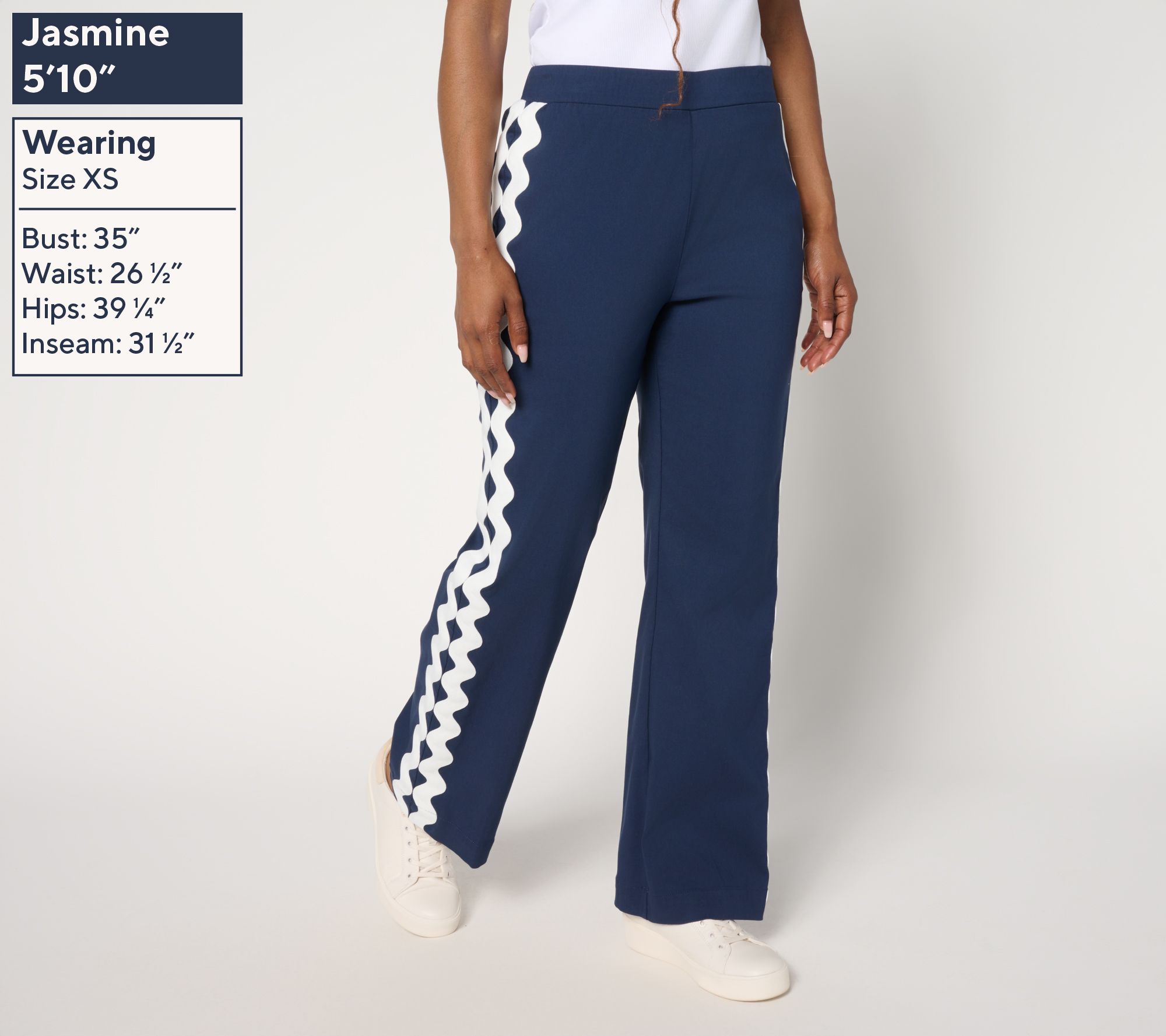 by Stacy London Regular Stretch Rickrack Trim Ankle Pants