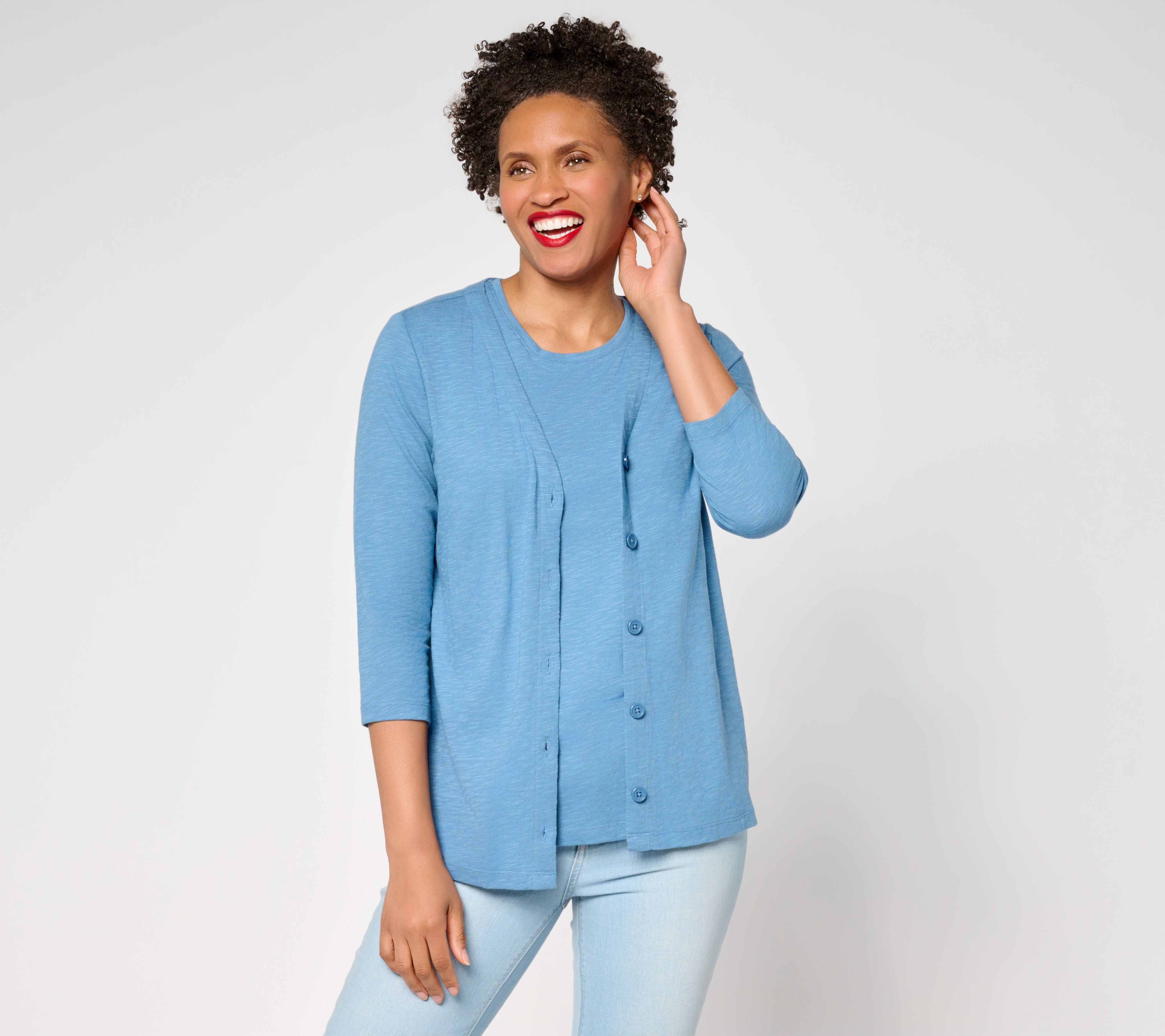 Denim & Co. Essentials Linen Blend Cardigan/Tank Set