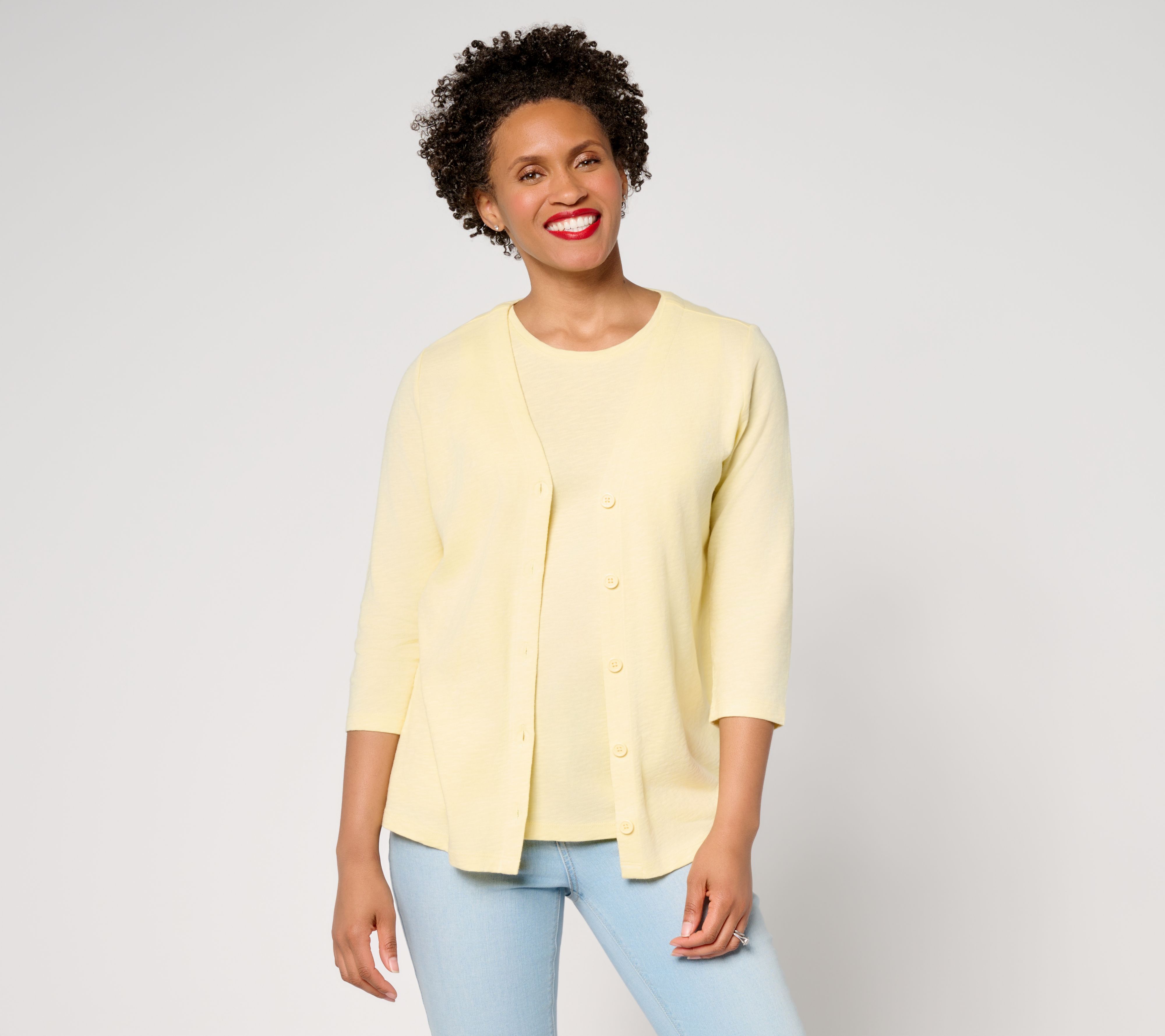 Denim & Co. Essentials Linen Blend Cardigan/Tank Set