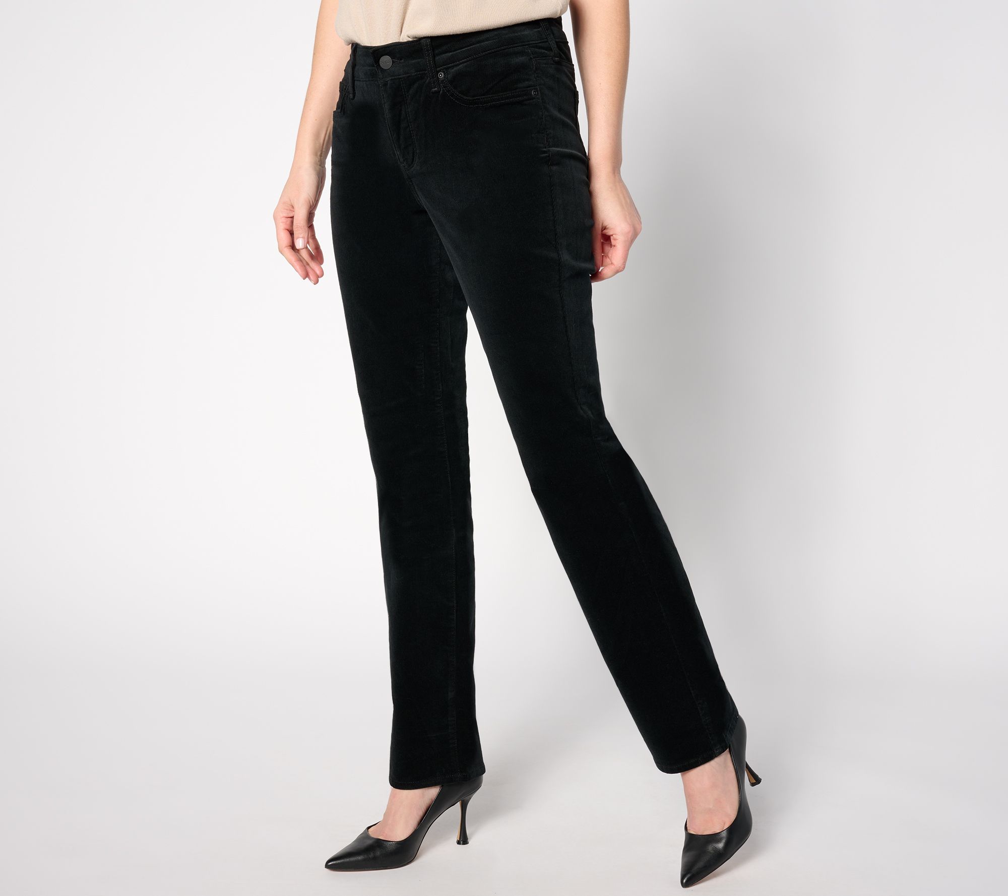 "As Is" NYDJ Straight in Wale Baby Corduroy Pants- Black