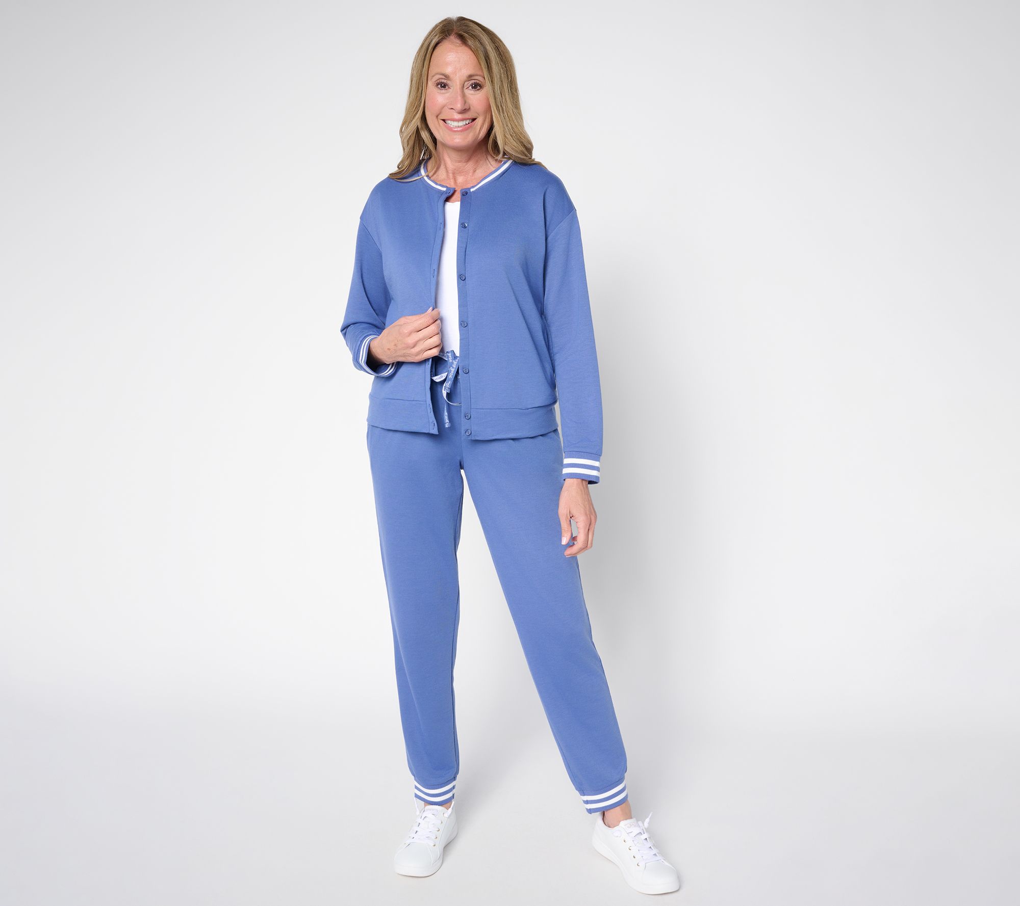 MUK LUKS French Terry Cardigan and Jogger Lounge Set