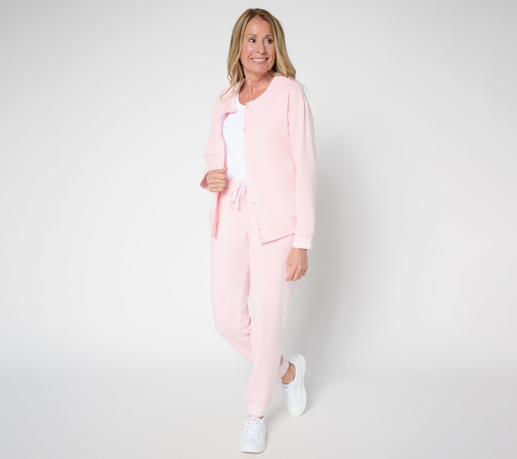 MUK LUKS French Terry Cardigan and Jogger Lounge Set