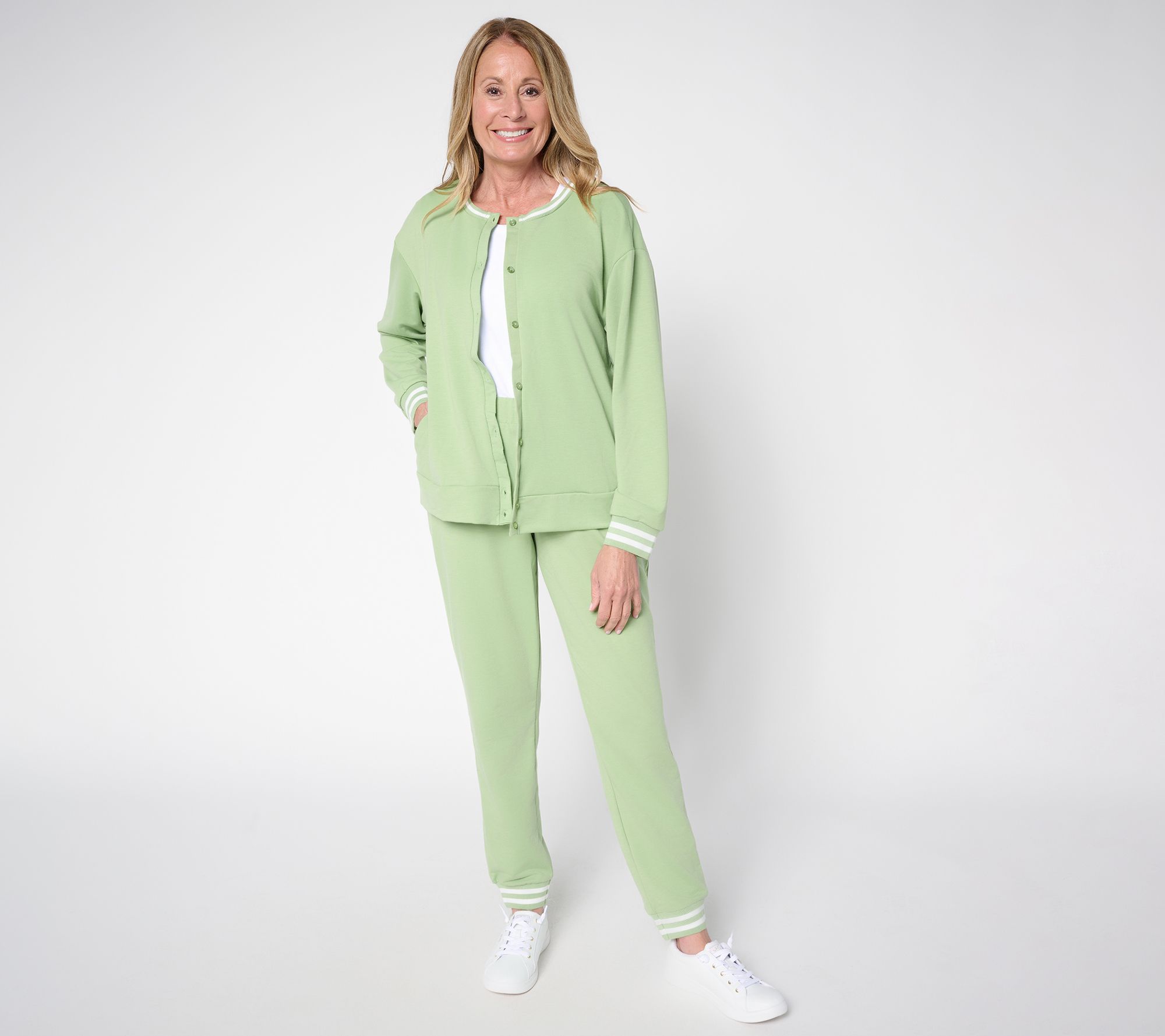 MUK LUKS French Terry Cardigan and Jogger Lounge Set