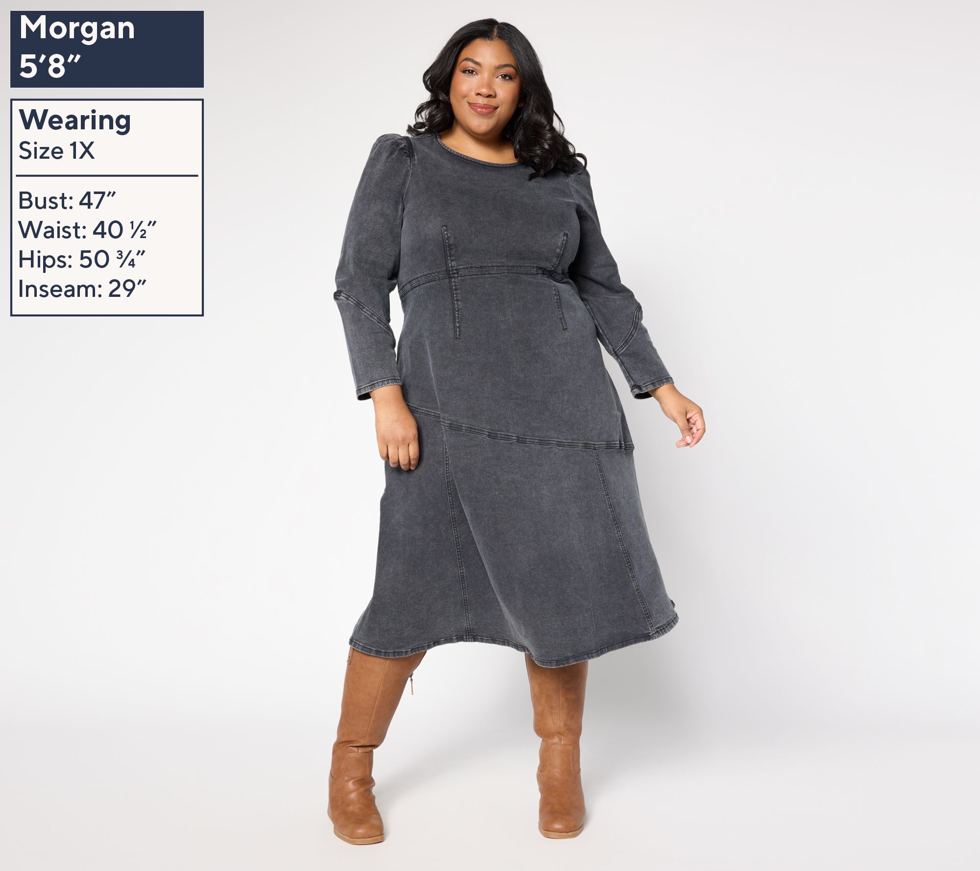 Peace Love World Black Label Regular Denim Midi Dress - QVC.com