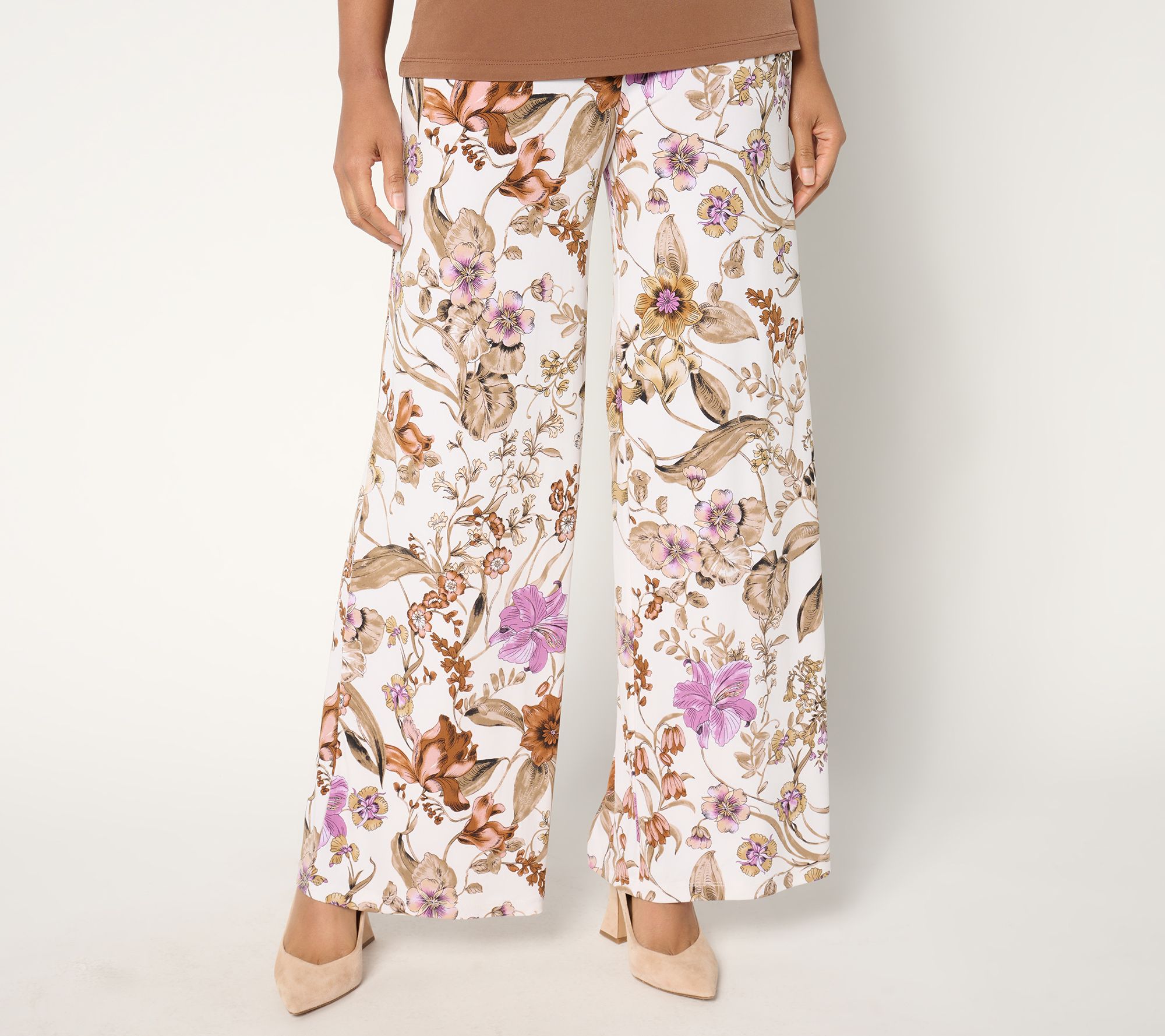 "As Is" Susan Graver Petite Printed Liquid Knit Wide Leg Pants