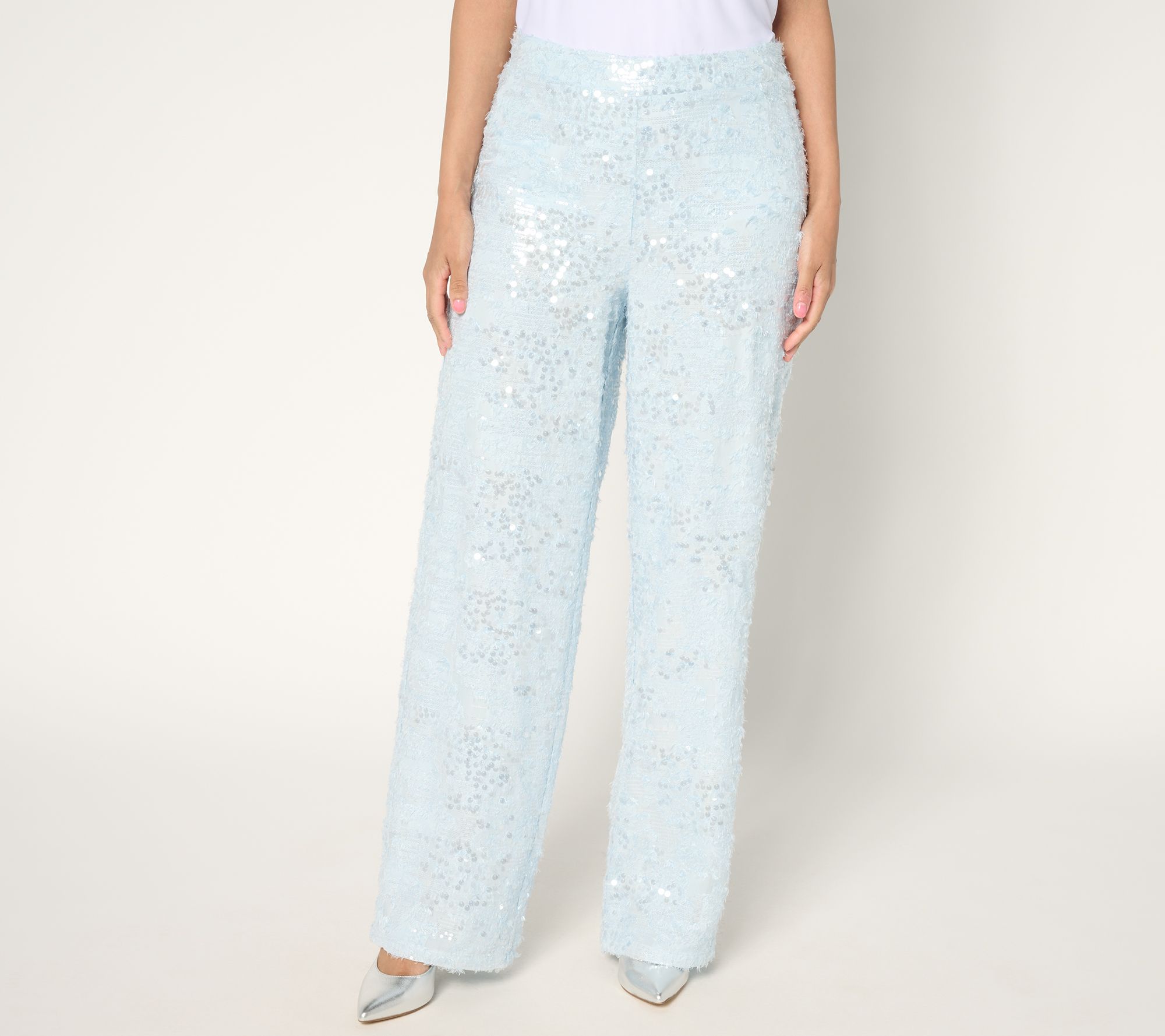 "As Is" Dennis Basso Regular Wide Leg Sequin Pants