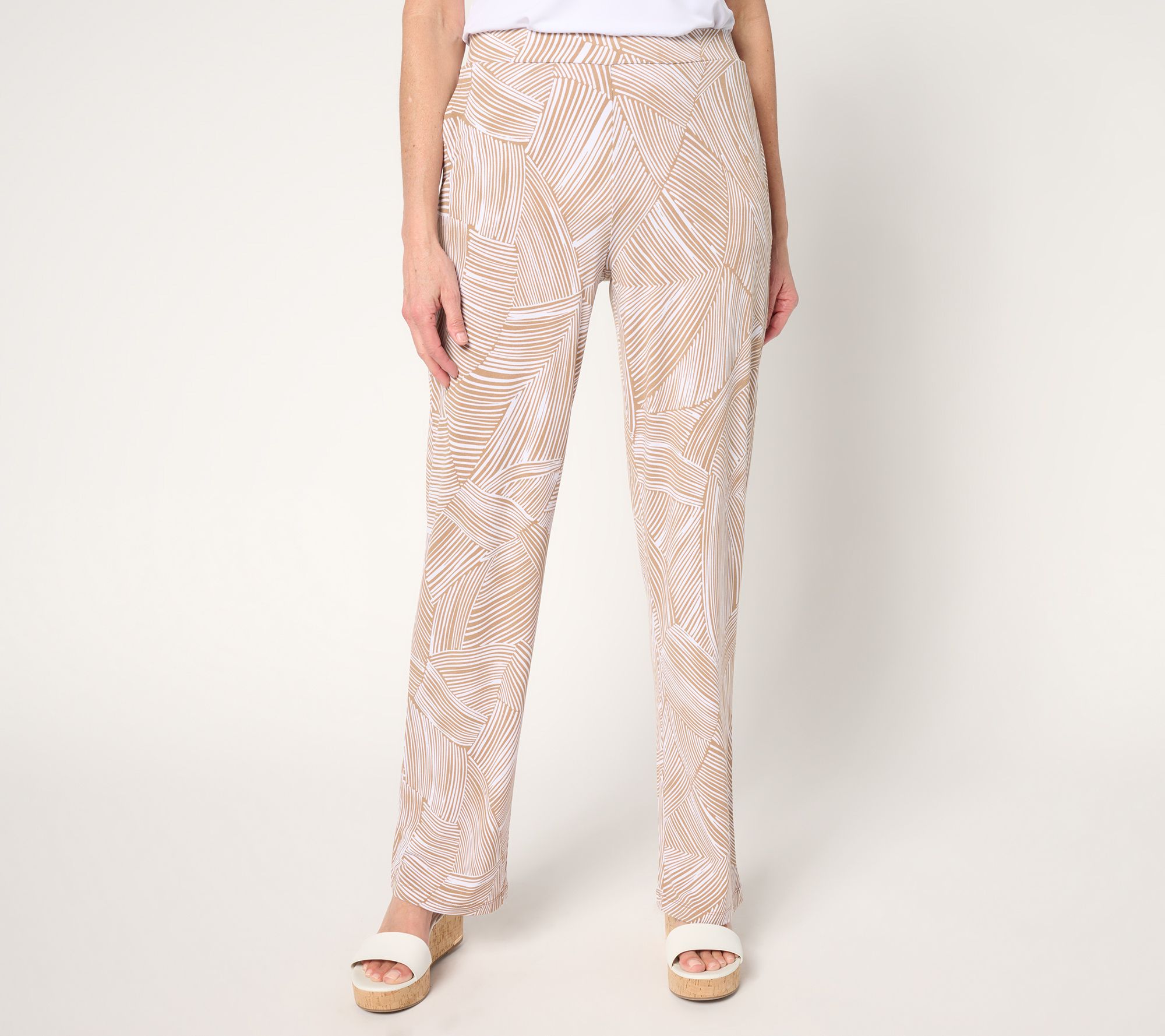 "As Is" Susan Graver Petite Printed Liquid Knit Sofia Straight Pants