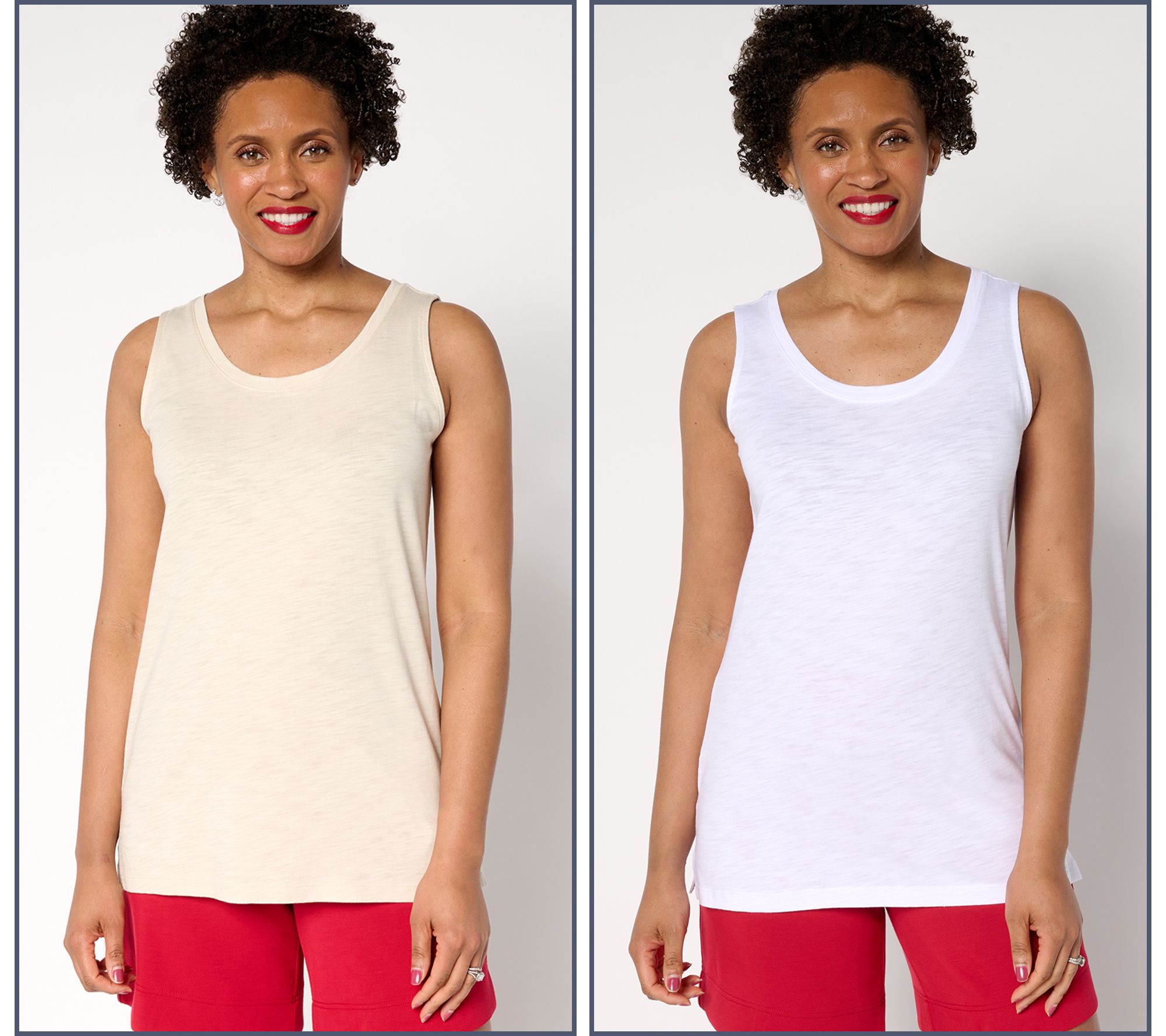 "As Is" Belle by Kim Gravel Set of 2 Slub Knit Tanks