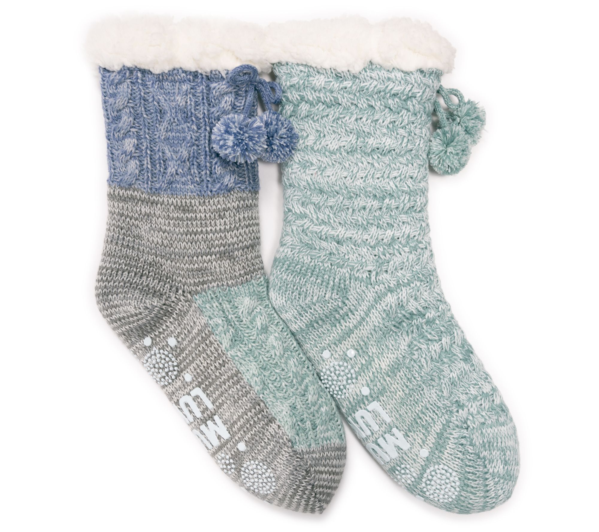 MUK LUKS Women's Set of 2 Tall Faux Fur Cabin Socks