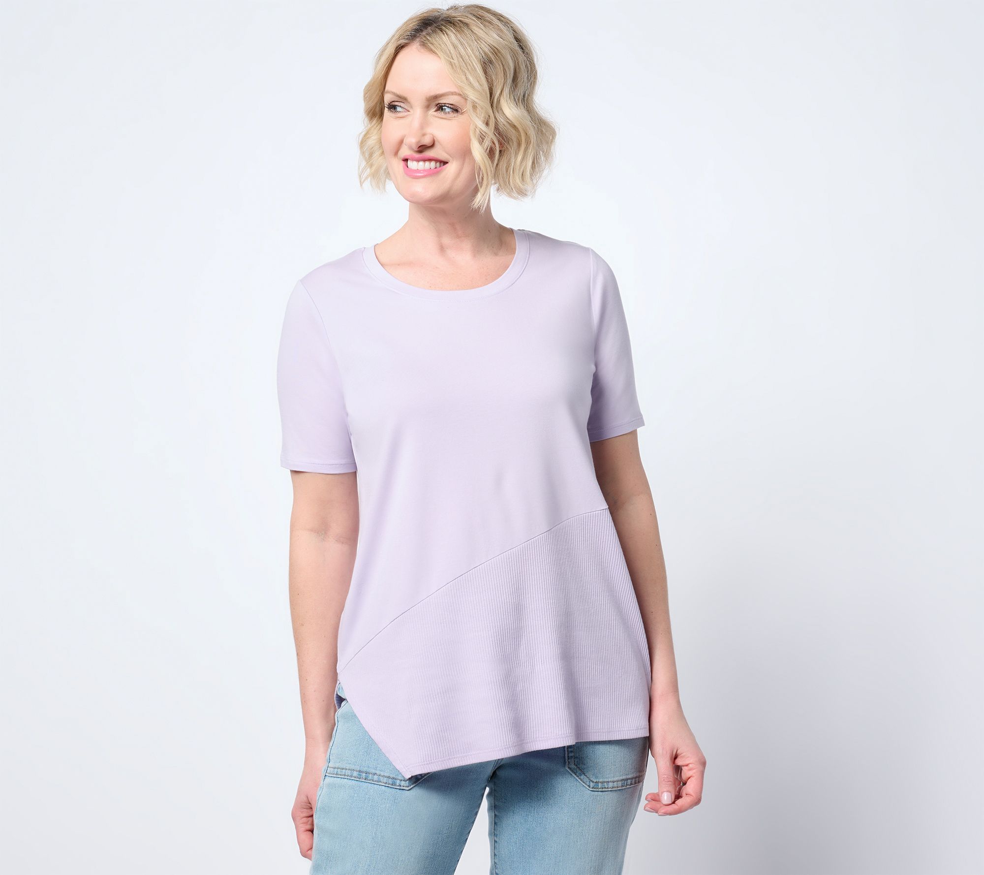 "As Is" AnyBody Cozy Knit Asymmetrical Ribbed Hem Knit Top