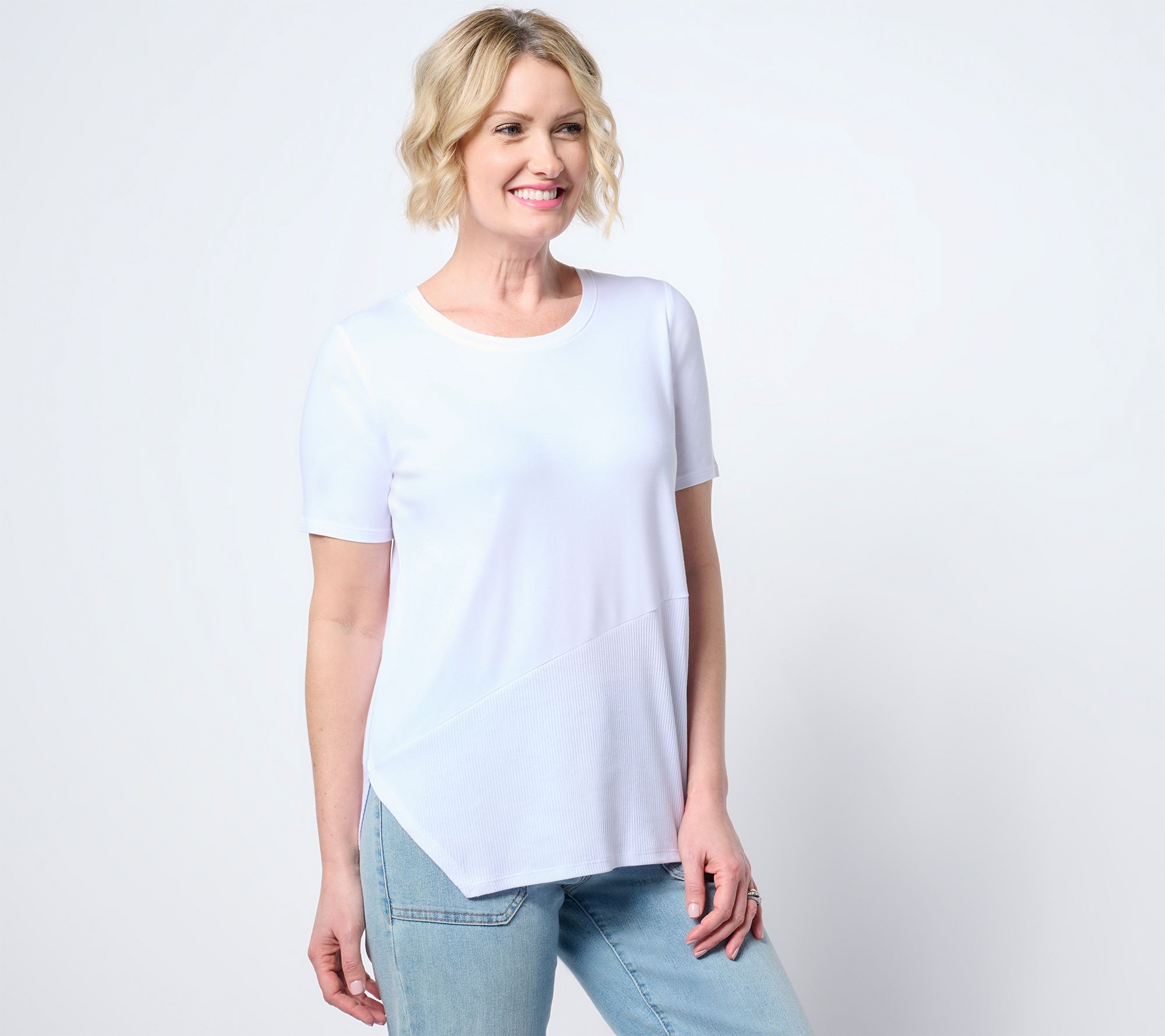 "As Is" AnyBody Cozy Knit Asymmetrical Ribbed Hem Knit Top