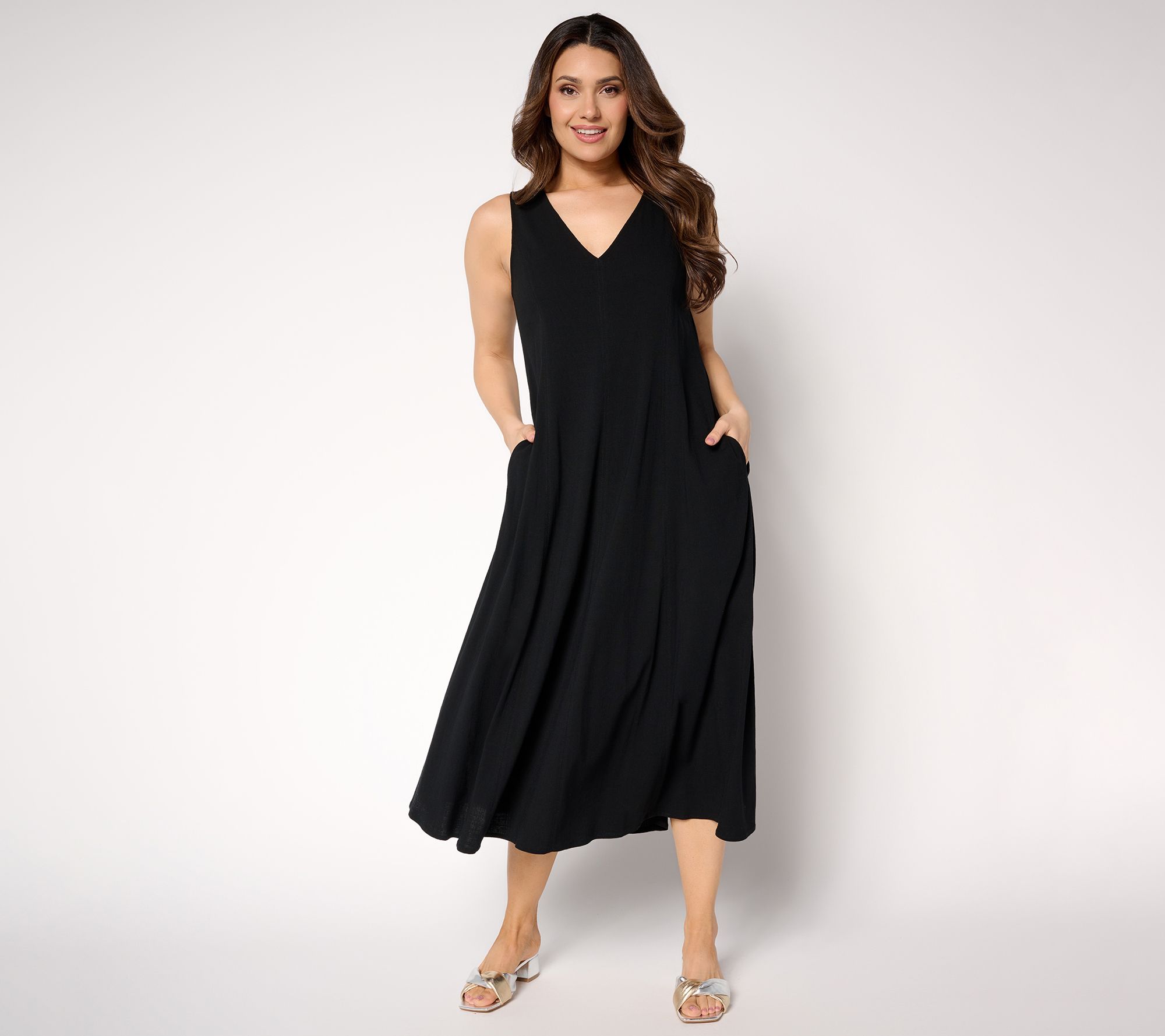 "As Is" Attitudes by Renee Petite Stretch Woven Midi Dress